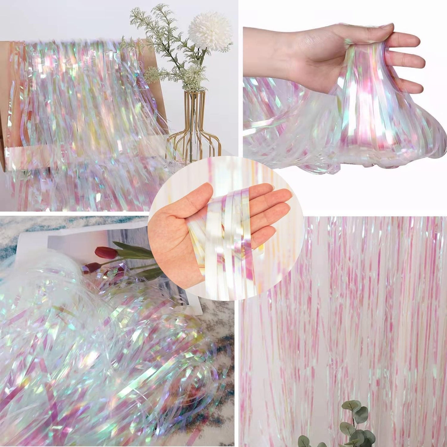 BRAVESHINE Pink Glitter Tinsel Foil Fringe Curtain - 2 Pcs 3.2x8.2 ft Metallic Party Supplies Photo Backdrop for Girl Princess Birthday Unicorn Bachelorette Butterfly Bridal Shower Party Decorations