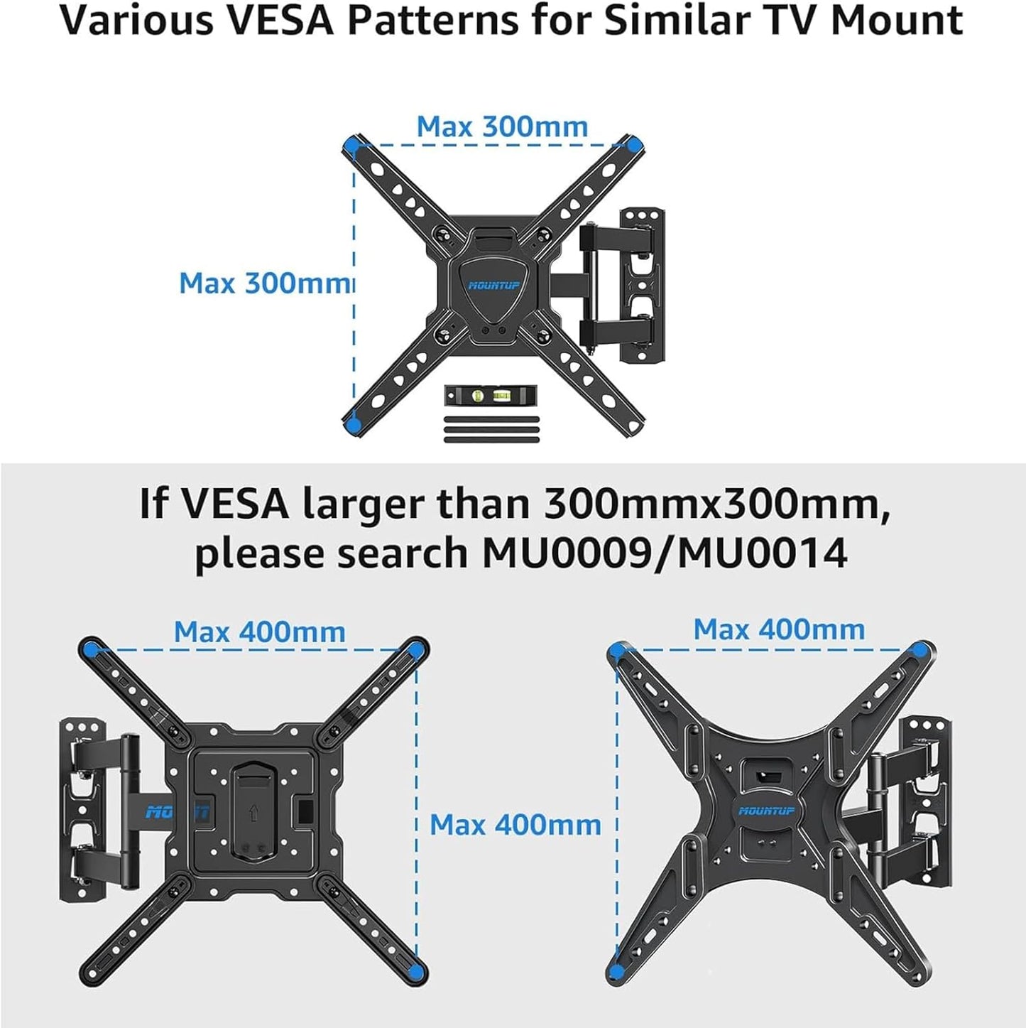 MOUNTUP Full Motion TV Wall Mount for Most 26-50 Inch TVs, Max VESA 300x300mm Wall Mount TV Bracket with Swivel Tilting Extension Level Adjustment for LED LCD Flat Curved TVs Up to 53 LBS MU0018