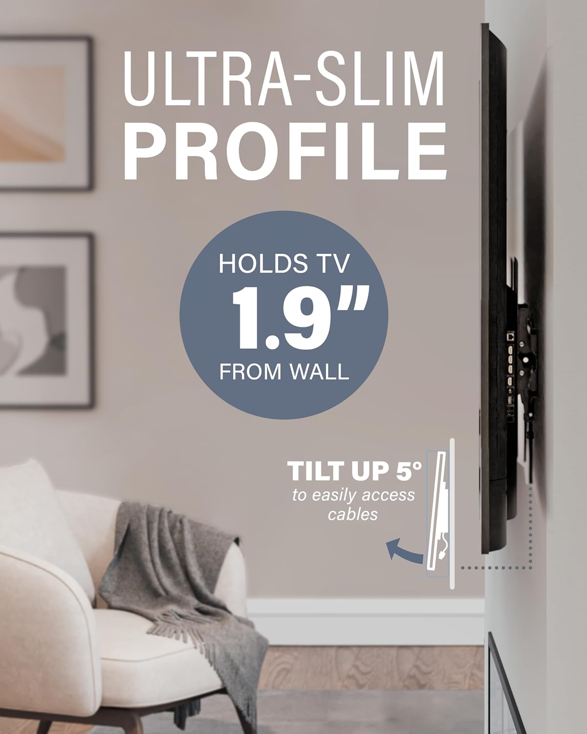Sanus Universal Low Profile Tilt TV Wall Mount for 37" - 80" LED, LCD & Plasma TVs, Eliminates Glare with 10º of Tilt & Post-Install Adjustments - 3 Step Install - Safety Certified - MLT14-B1