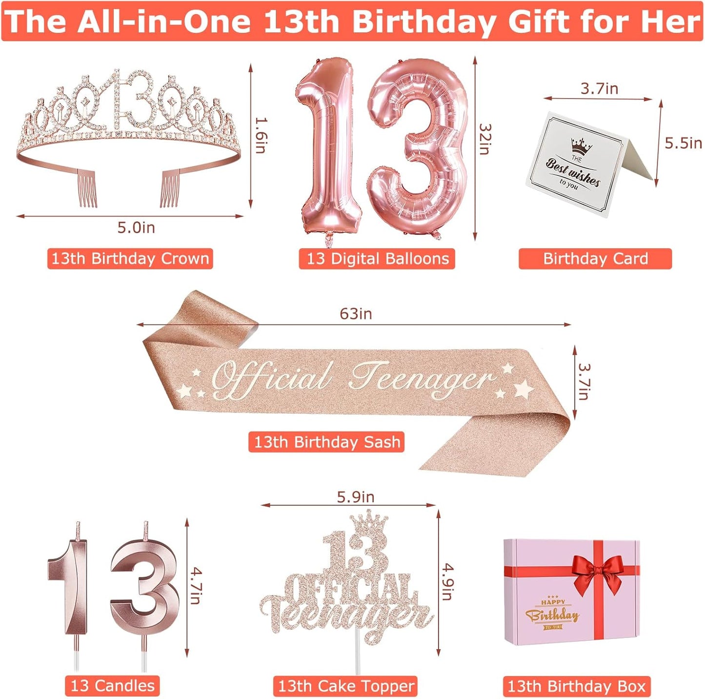 65th Birthday Decorations for Women, Including 65th Birthday Sash and Crown, Cake Topper and Candles, Number Balloons Rose Gold, 65 Year Old Gifts for Women