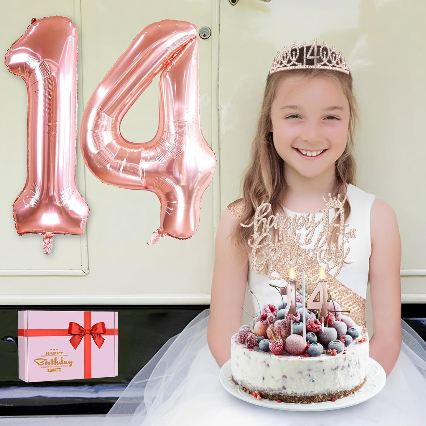 65th Birthday Decorations for Women, Including 65th Birthday Sash and Crown, Cake Topper and Candles, Number Balloons Rose Gold, 65 Year Old Gifts for Women