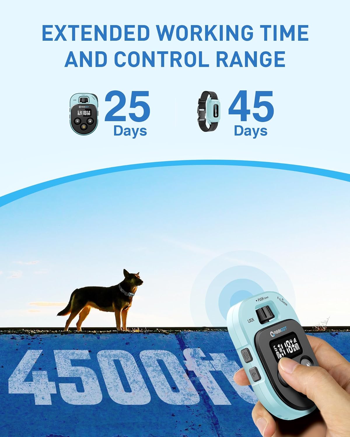 ABBIDOT Shock Collar 2 Dogs - 4500ft Dog Training Collar, 178 Levels, E-cliker, Waterproof Remote & Collar, Night Light E Collar for Small Medium Large Dogs (Black, 2 Collars)