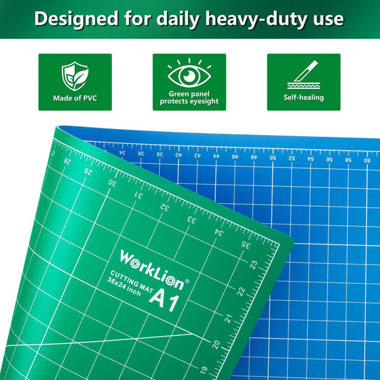 WORKLION 24" x 36" Large Self Healing PVC Cutting Mat, Double Sided, Gridded Rotary Cutting Board for Craft, Fabric, Quilting, Sewing, Scrapbooking - Art Project…