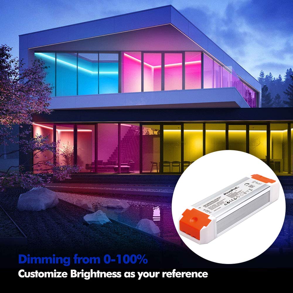24V 60W Dimmable LED Driver, Universal Regulated 24v DC SCR dimmable Led Transformer Power Supply, 0-100% Dimming, Compatible with Lutron, Leviton Dimmers for LED Strip Lights