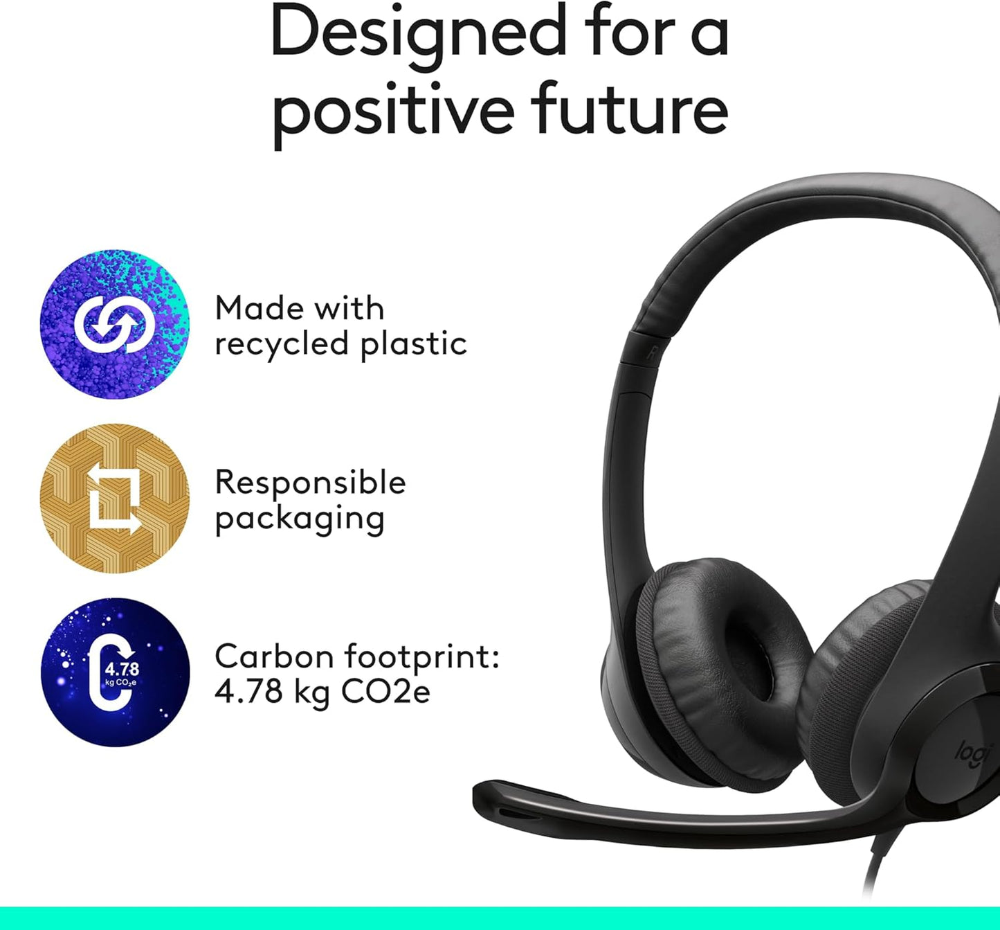 Logitech Zone 301 Wireless Bluetooth Headset with Noise-Canceling Microphone, Compatible with Windows, Mac, Chrome, Linux, iOS, iPadOS, Android – Graphite