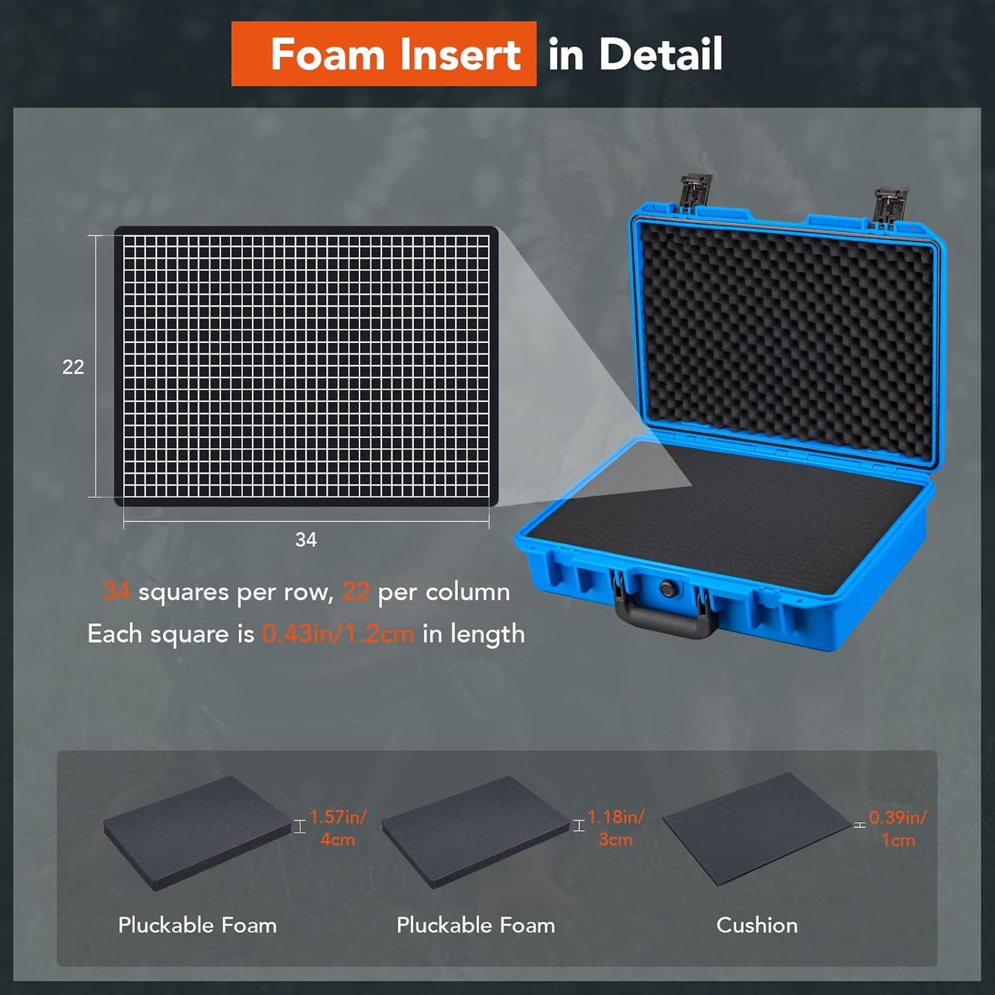 Lykus HC-4410 Waterproof Hard Case with Customizable Foam Insert, Interior Size 17.32x11.42x4.72 in, Suitable for up to 16" Laptop,Starlink Mini,Keyboard,Drill,Audio Mixer,mic,Flashlight,and More