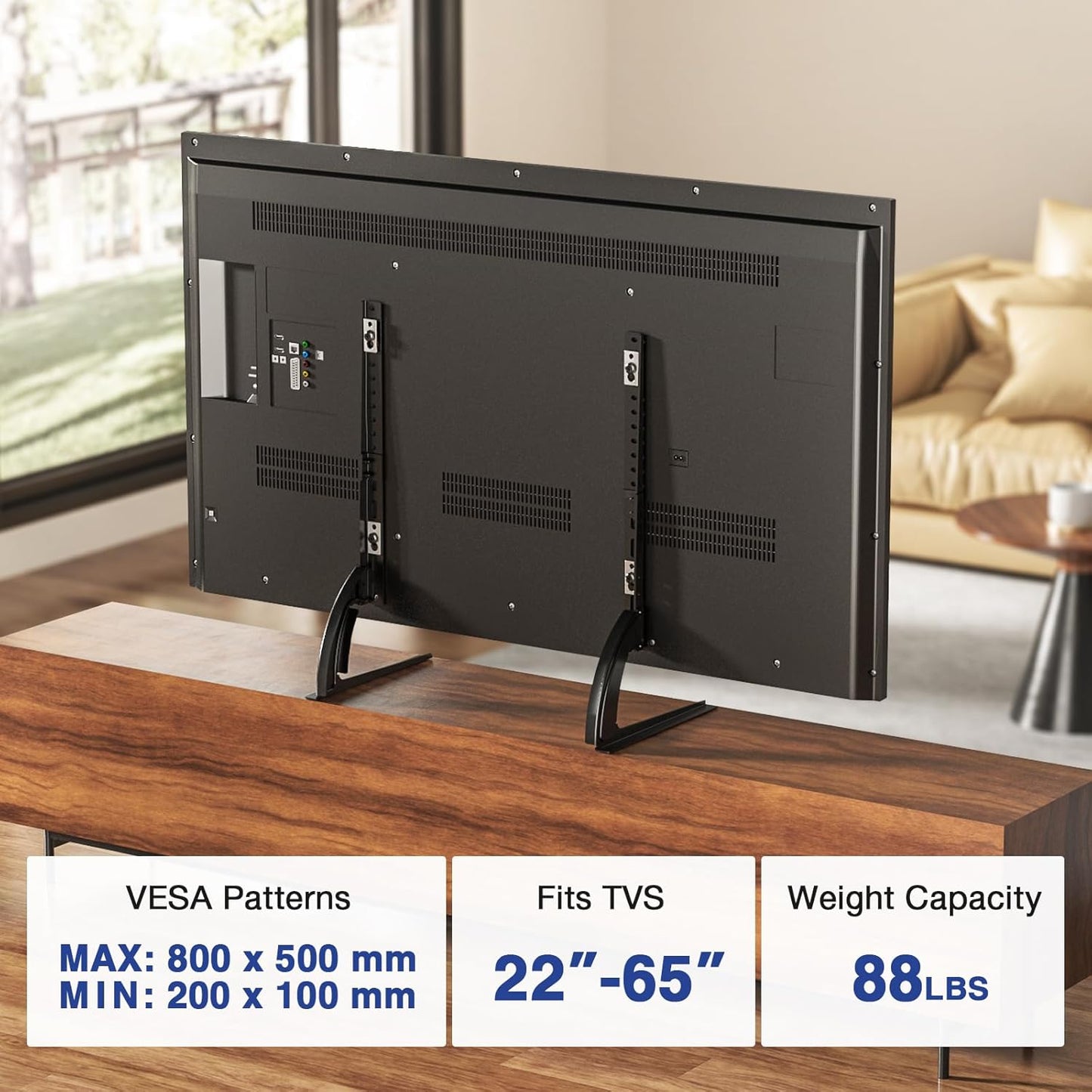 Rfiver Universal TV Stand, TV Legs Tabletop for 22 to 65 inch Plasma LCD LED Flat Screen TVs, TV Mount Holds up to 88lbs, Max VESA 800 x 500mm, Height Adjustable TV Base