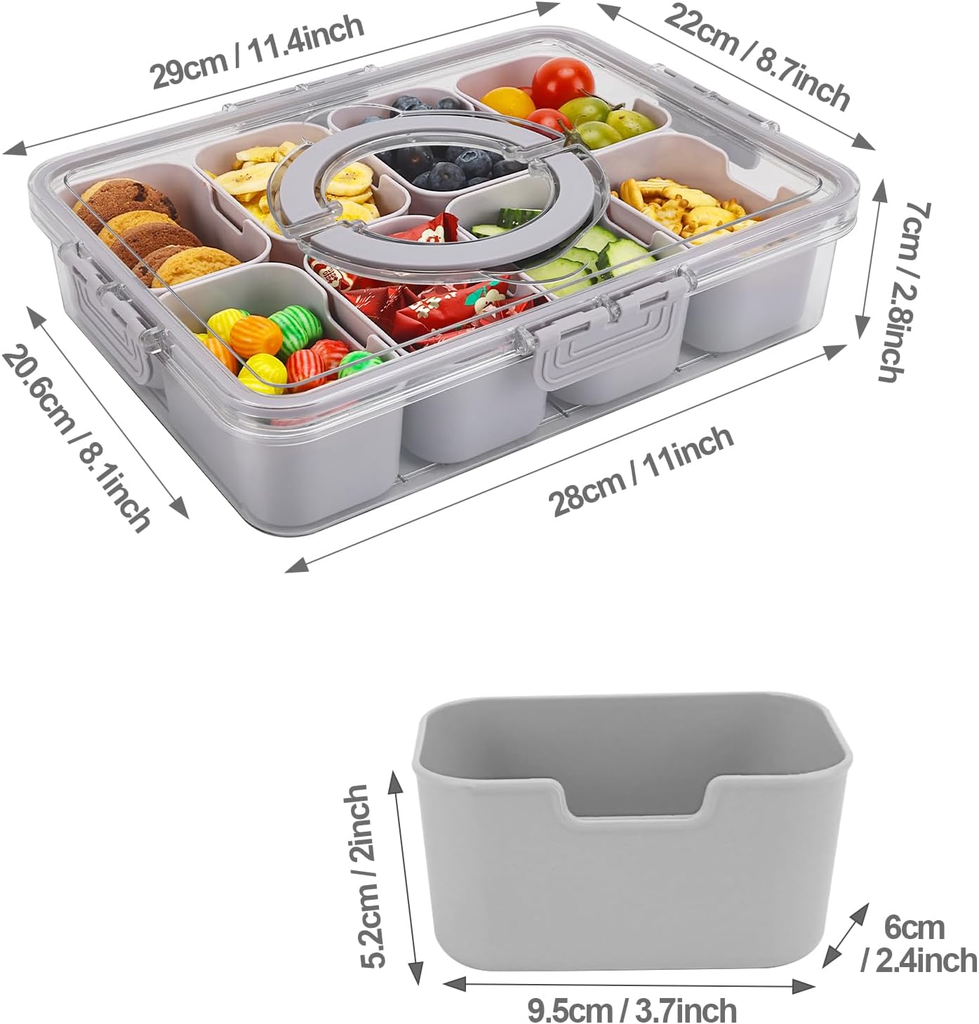 Purilite Select Clear Compartmentalized Snack Box