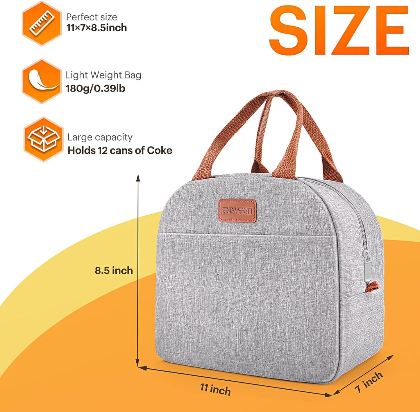 Lunch Bag for Women & Men Adult Insulated Lunch Box, Small Leakproof Cooler Food Lunch Containers Reusable High Capacity Lunch Tote Bags for Work, Travel, Outdoor