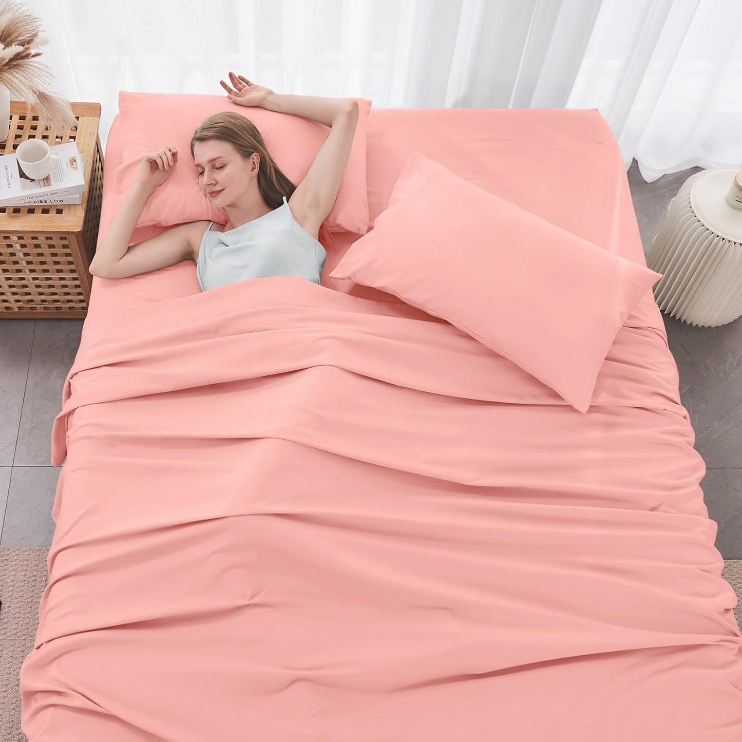 JOLLYVOGUE Queen Size Bed Sheet Set - 4 Piece Bed Sheets Set with Deep Pocket - Soft Breathable & Cooling - Resists Shrinkage & Fading Draps Queen - Easy Care (Dark Grey)