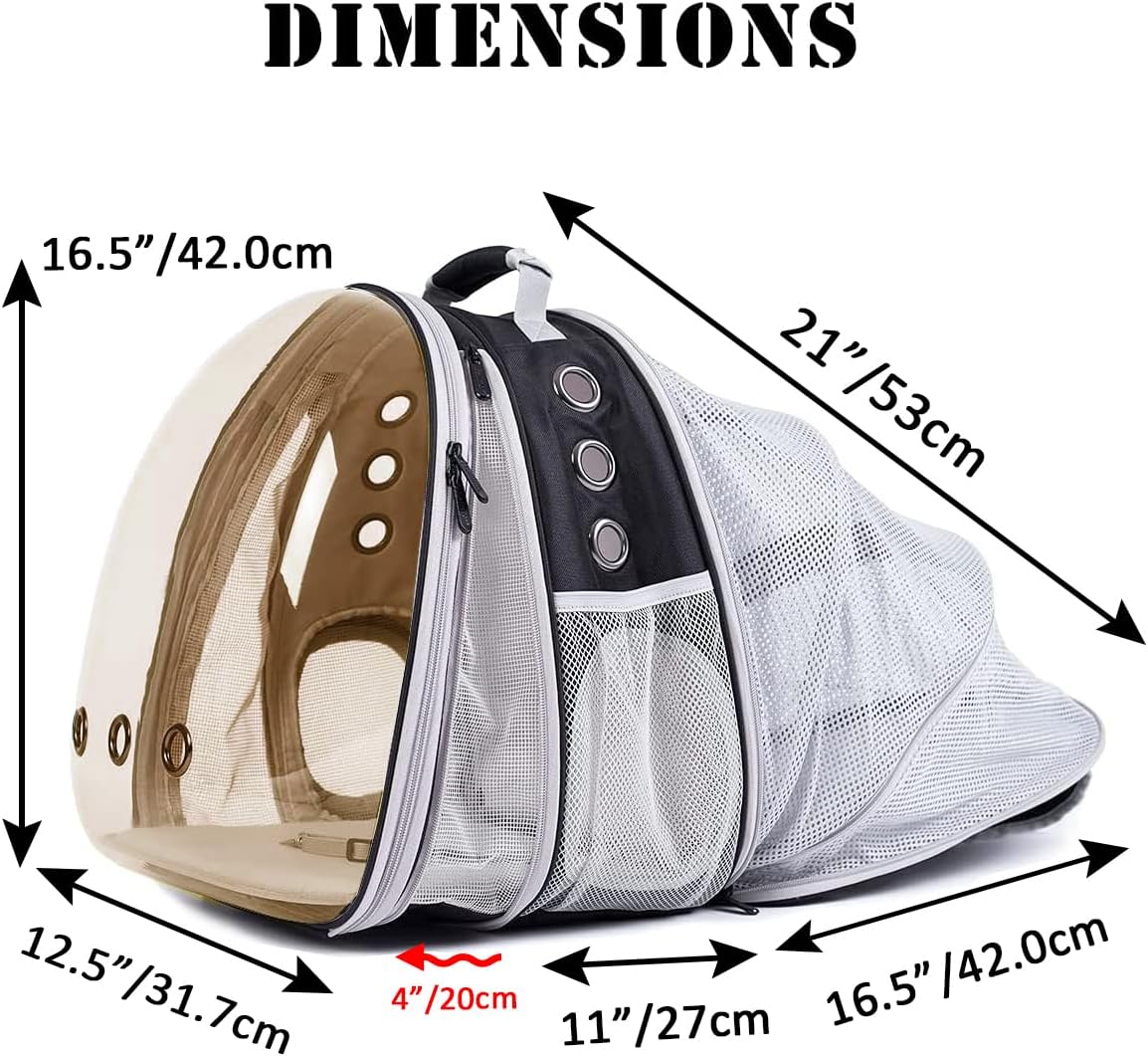 LAIRIES Dual Expandable Cat Backpack Carrier Front & Back Extension Pet Backpack Carrier, Fit up to 20 lbs, Bubble Capsule Dog Backpack Travel, Hiking & Outdoor Backpack (CL-Star Blue, Dual Extension)