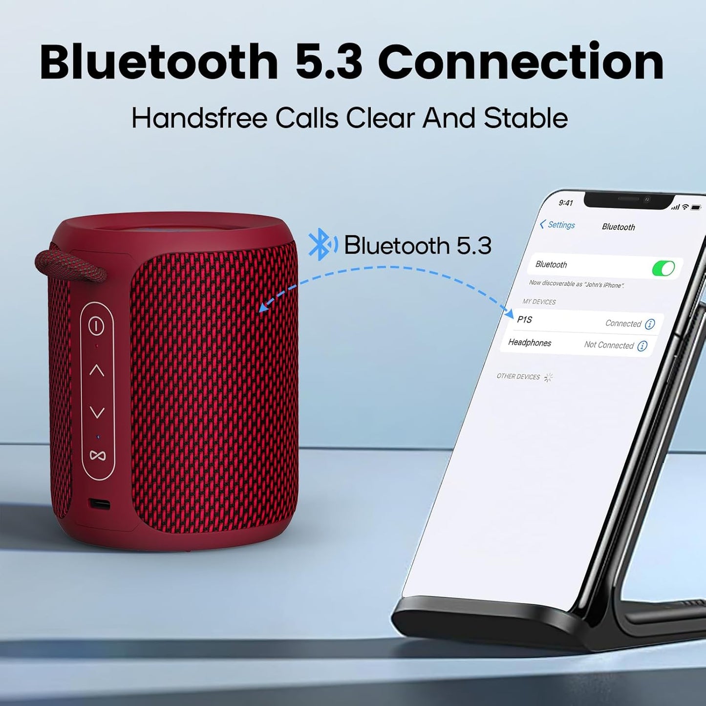 Deeyaple Portable Bluetooth Speaker, IP67 Waterproof Mini Bluetooth Speaker Wireless V5.3 with Stereo Sound,All Day,TWS Pairing,LED Light,Gift for him/her (Black)