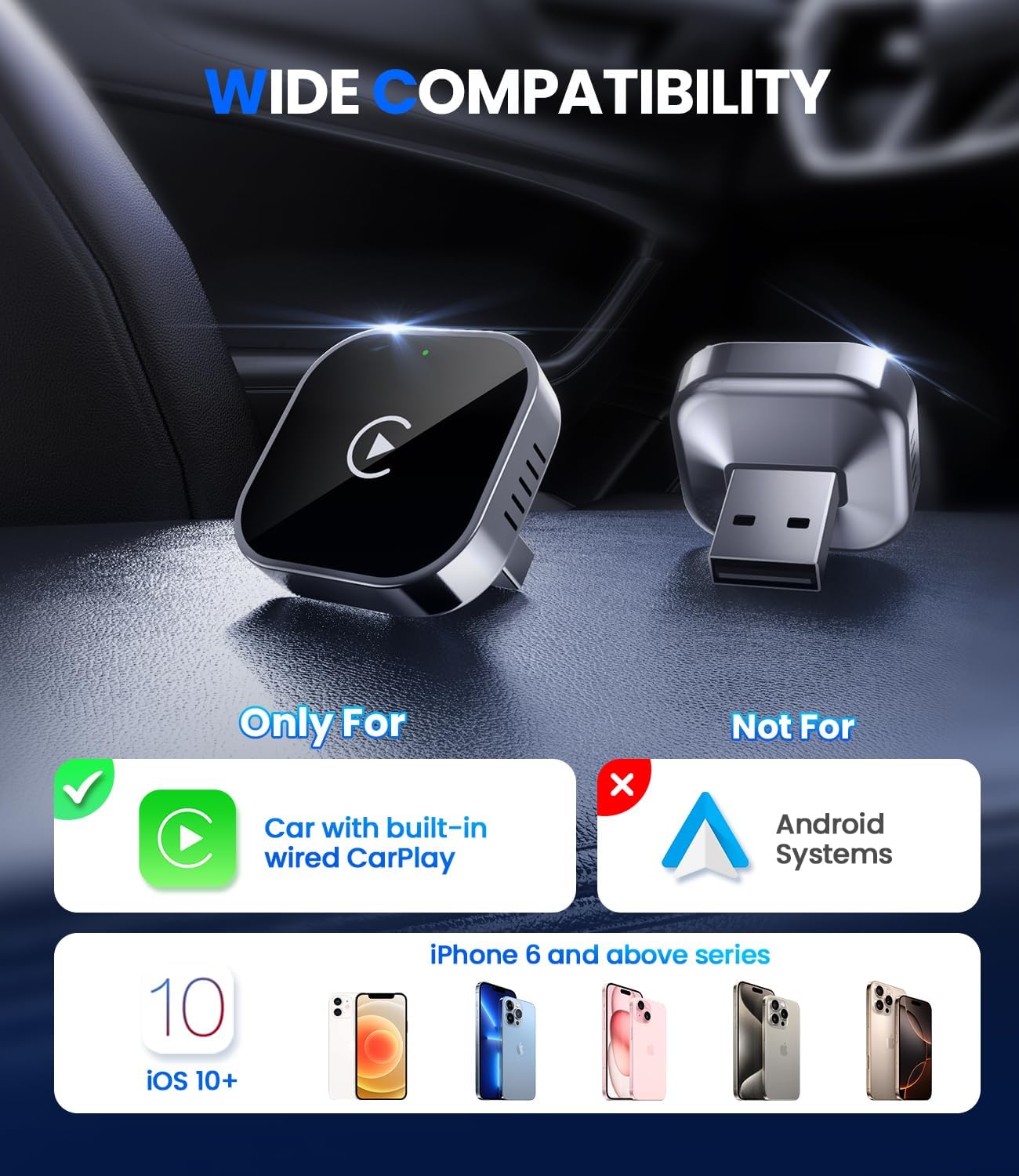 Purilite Select Wireless CarPlay Adapter – Ultra-Compact, Lightning Fast, Truly Wireless