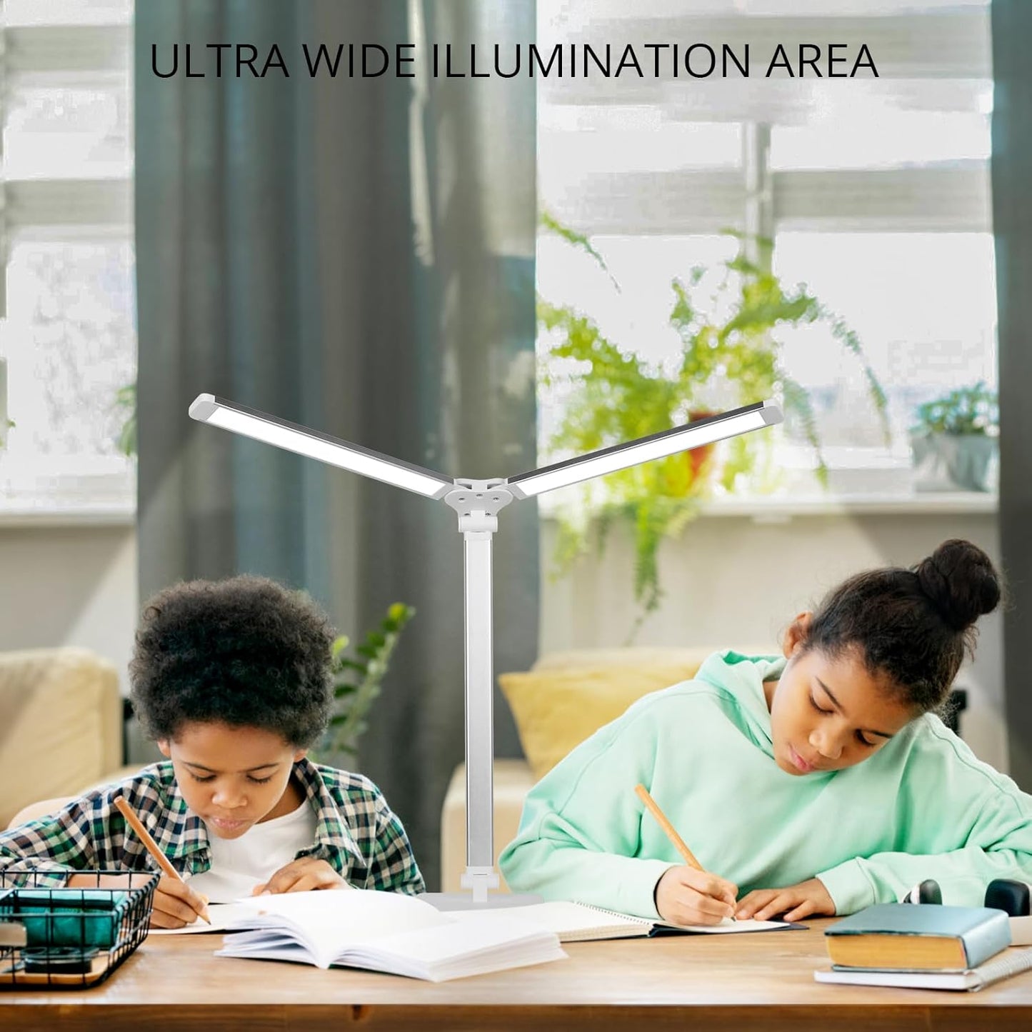 Semlos LED Desk Lamp for Home Office, Eye-Caring Table Light, 25 Lighting Modes, 45 Min Auto Timer, Touch Control, Dimmable, White
