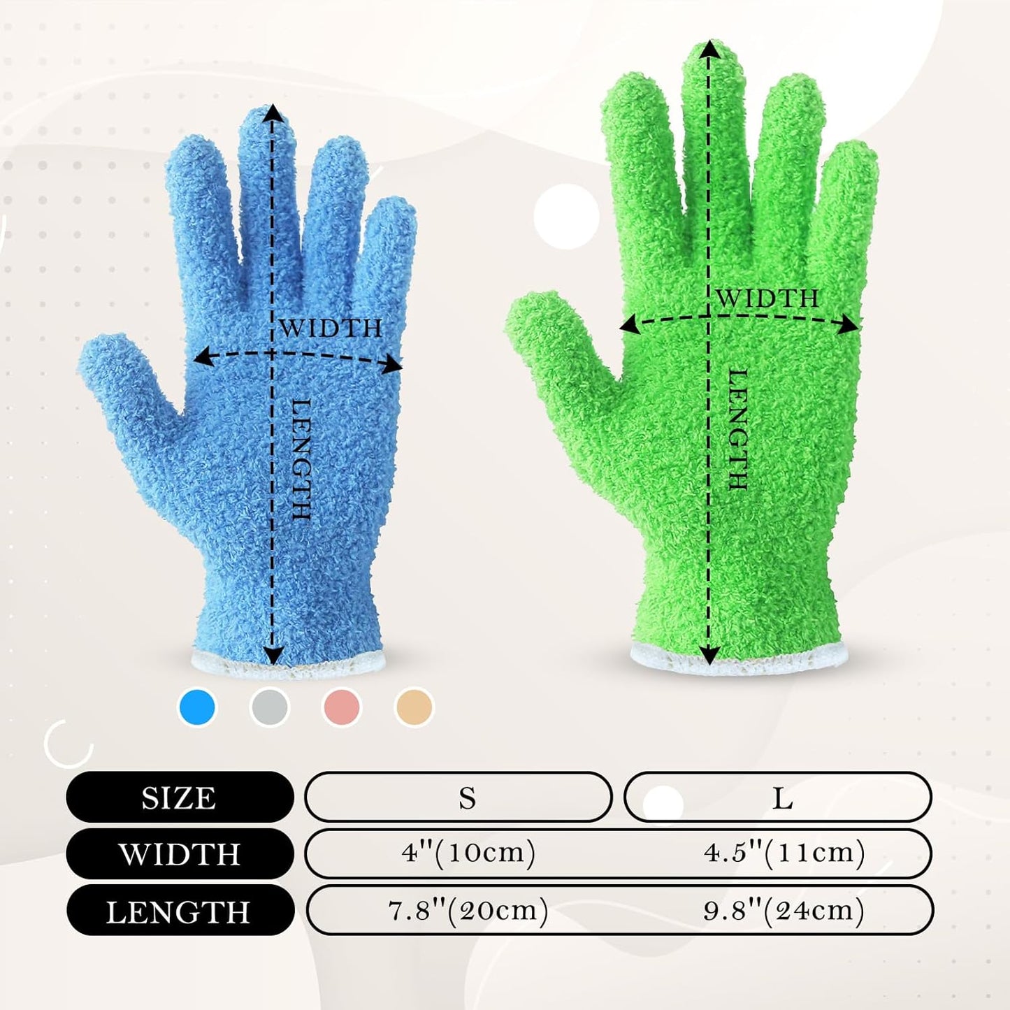 EvridWear Microfiber Auto Dusting Cleaning Gloves for Cars and Trucks, Dust Cleaning Gloves for House Cleaning, Perfect to Clean Mirrors, Lamps and Blinds (S/M)