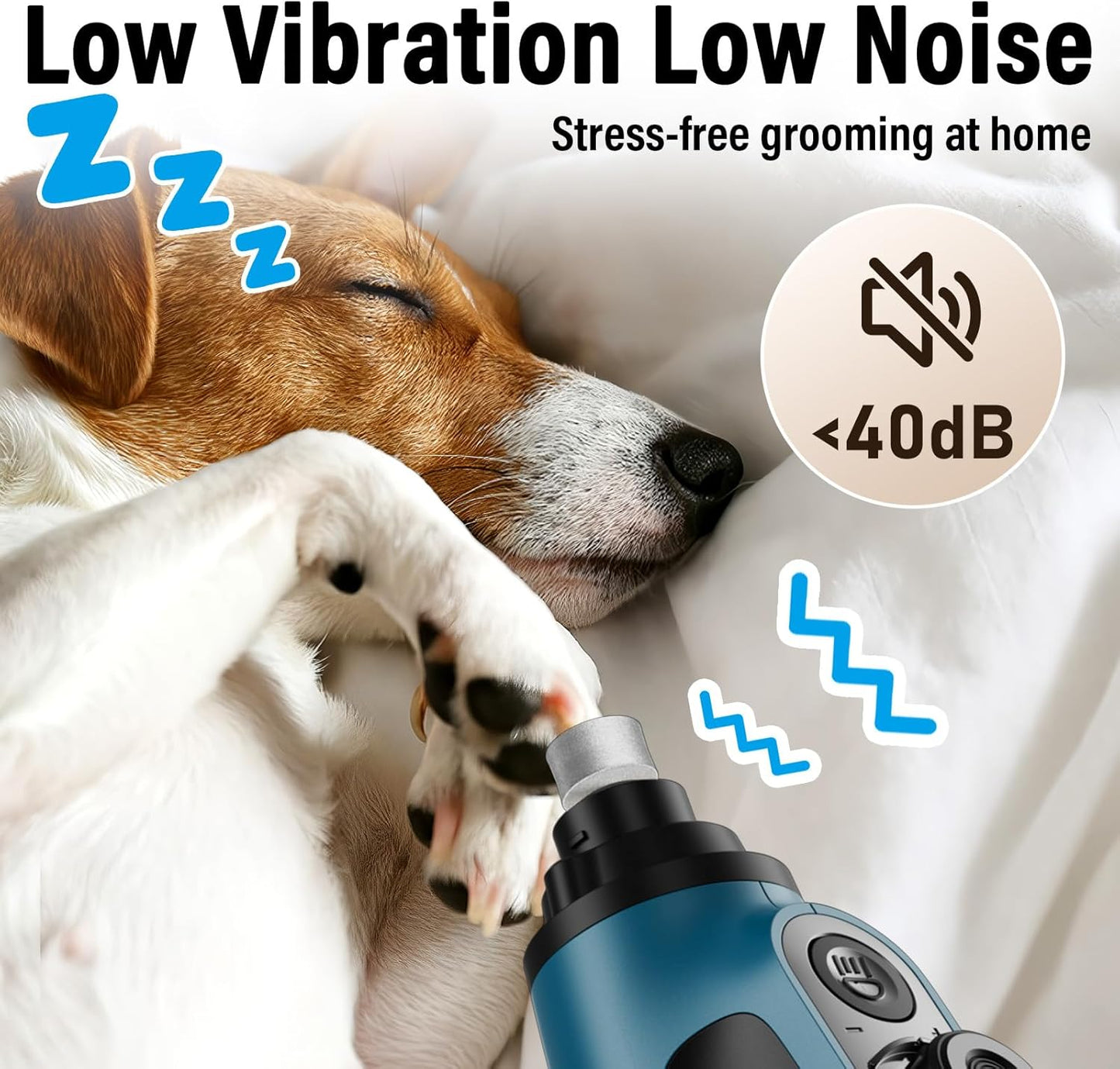 Casfuy Smart 6 Speed Dog Nail Grinder - Pet Nail Grinder with 2 LED Lights Super Quiet Rechargeable Electric Dog Nail Trimmer File Toenail Grinder for Large Medium Small Dogs (Red)