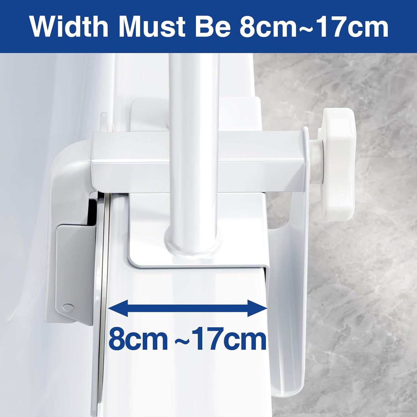 Adjustable Bathtub Safety Rail: Shower Grab Bar Handle for Seniors, Elderly, and Disabled, Fits 3 to 7 Inch Tub Walls, Bathroom Safety Bars with Non-Slip Grip, Supports 300 lbs