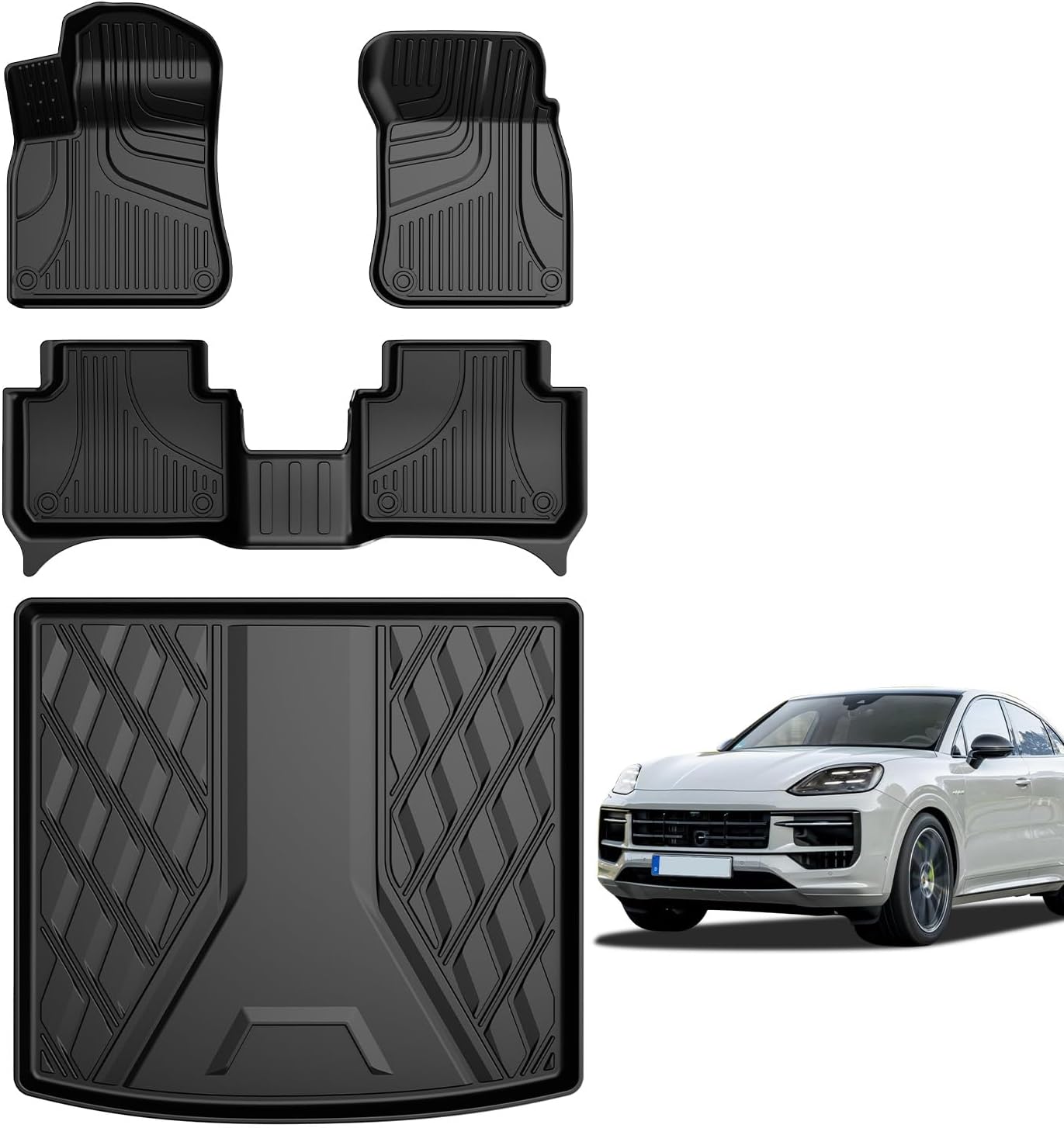 AOMSAZTO Floor Mats & Trunk Mat for 2024 2025 Chevy Equinox EV (Non Fuel),TPE All Weather Protection 2 Rows Car Floor Liners with Cargo Liner for Chevrolet Equinox EV (Non Fuel)
