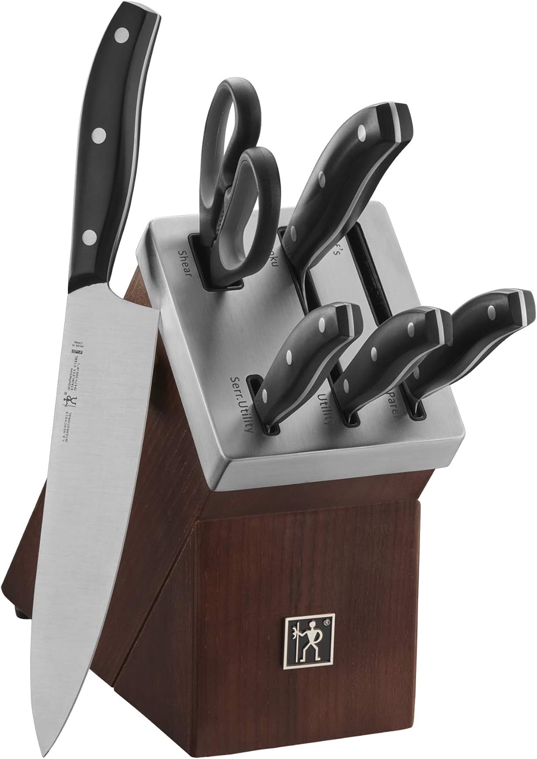 HENCKELS Definition 7 Piece Kitchen Knife Block Set - Professional Cutlery Set, Self Sharpening Knife Block for Chopping, Slicing, Dicing & Cutting