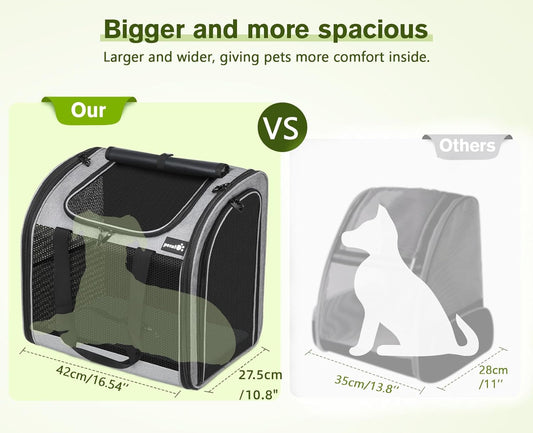 Pecute Cat Backpack, Upgraded Dog Backpack Carrier with Widened Interior Space, Pet Backpack Carrier for Small Dogs and Small to Medium Cats, Pet Travel Carrier with Soft Padded, Reinforced Support - PuriLite
