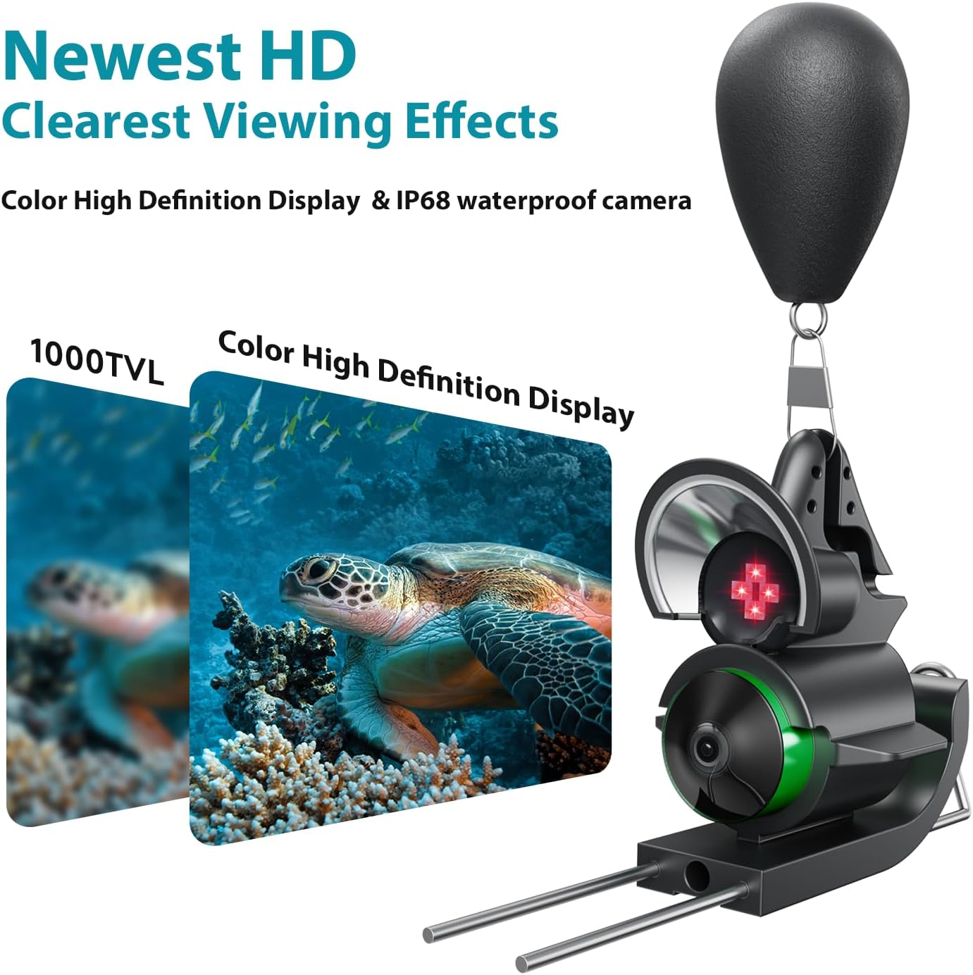 Fourq Underwater Fishing Camera, Fishing Camera with Infrared Night Vision Light, Portable Fish Finder with 100ft Cable, 5 Inch LCD and Upgraded HD Lens for Ice Lake Boat Kayak Fishing