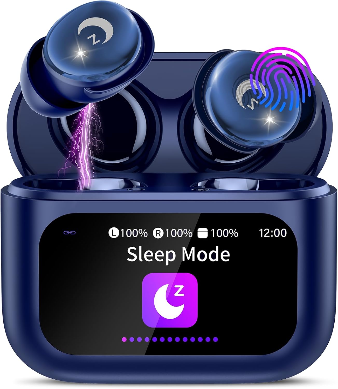 VEKJ Sleep Earbuds, Bluetooth 5.4 Mini Wireless Ear Euds with Multifunctional Touch Screen, 48H Bass Stereo Headphones with Sleep Mode/5 EQ Modes/ENC Noise Cancelling, IPX7 Earphones for iOS Android