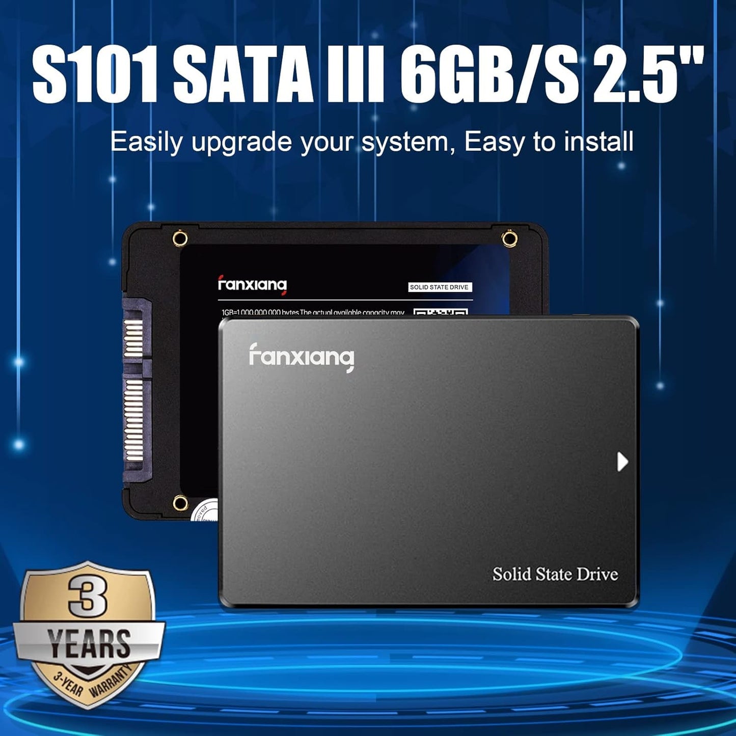 Fanxiang S101 1TB SSD SATA III 6Gb/s 2.5" Internal Solid State Drive, Read Speed up to 550MB/sec, Compatible with Laptop and PC Desktops(Black)