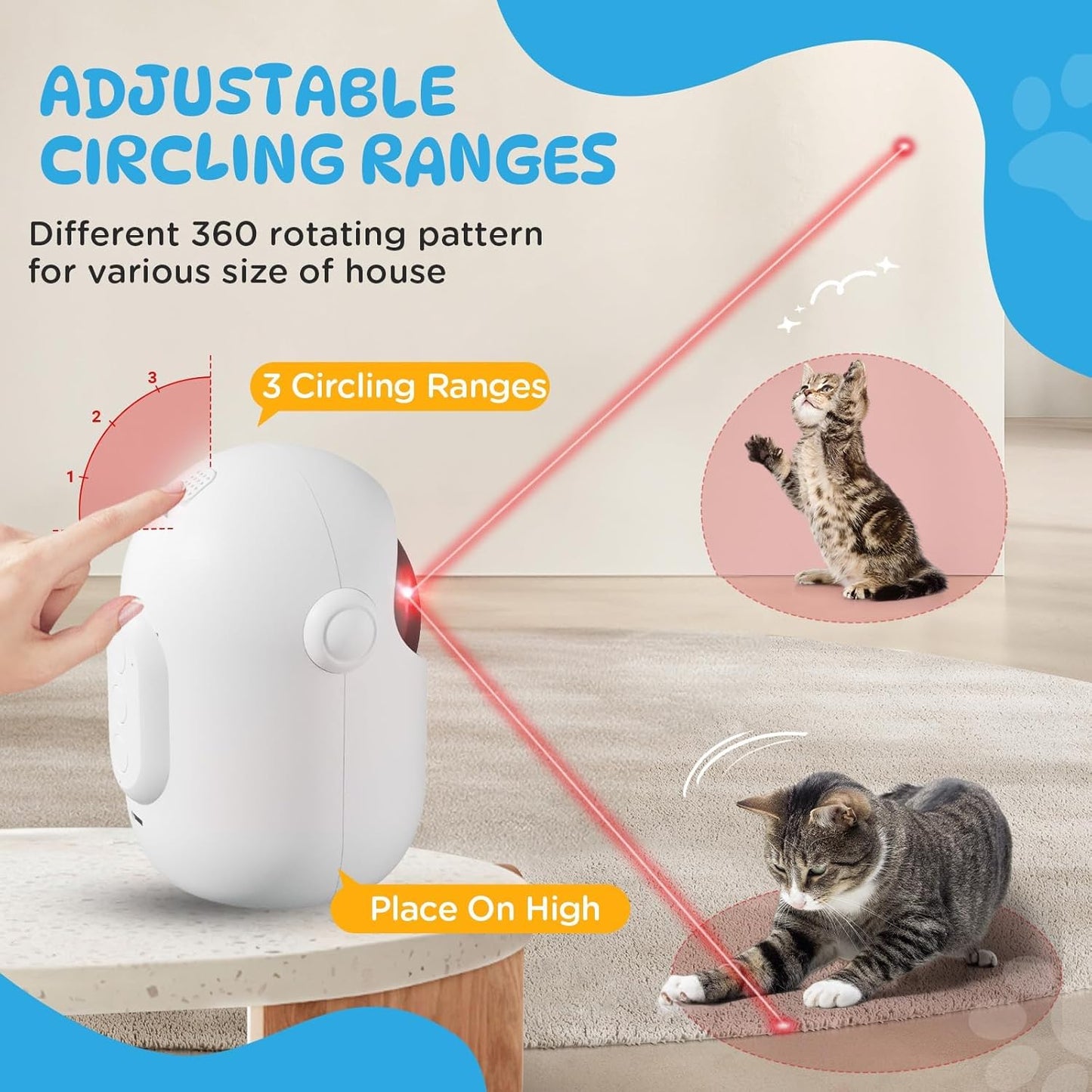 KOACKL Cat Toys for Indoor Cats, Cat Laser Pointer Toy, Rechargeable Automatic Cat Toy with Timer & Speed Modes, Ideal Interactive for Cats Dogs Training and Exercise