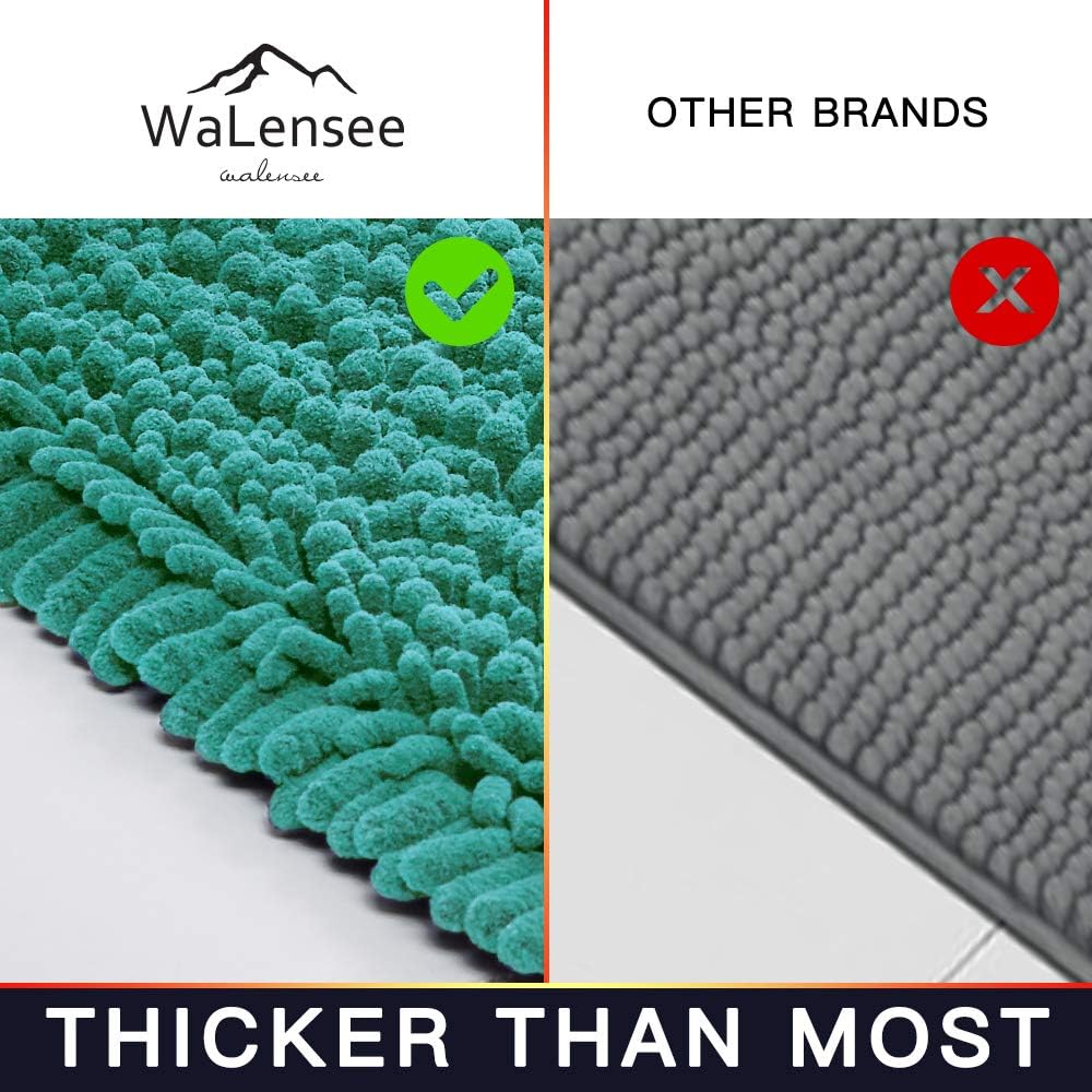 Walensee Bathroom Rug Non Slip Bath Mat (24x17 Inch Blush) Water Absorbent Super Soft Shaggy Chenille Machine Washable Dry Extra Thick Perfect Absorbant Best Small Plush Carpet for Shower Floor
