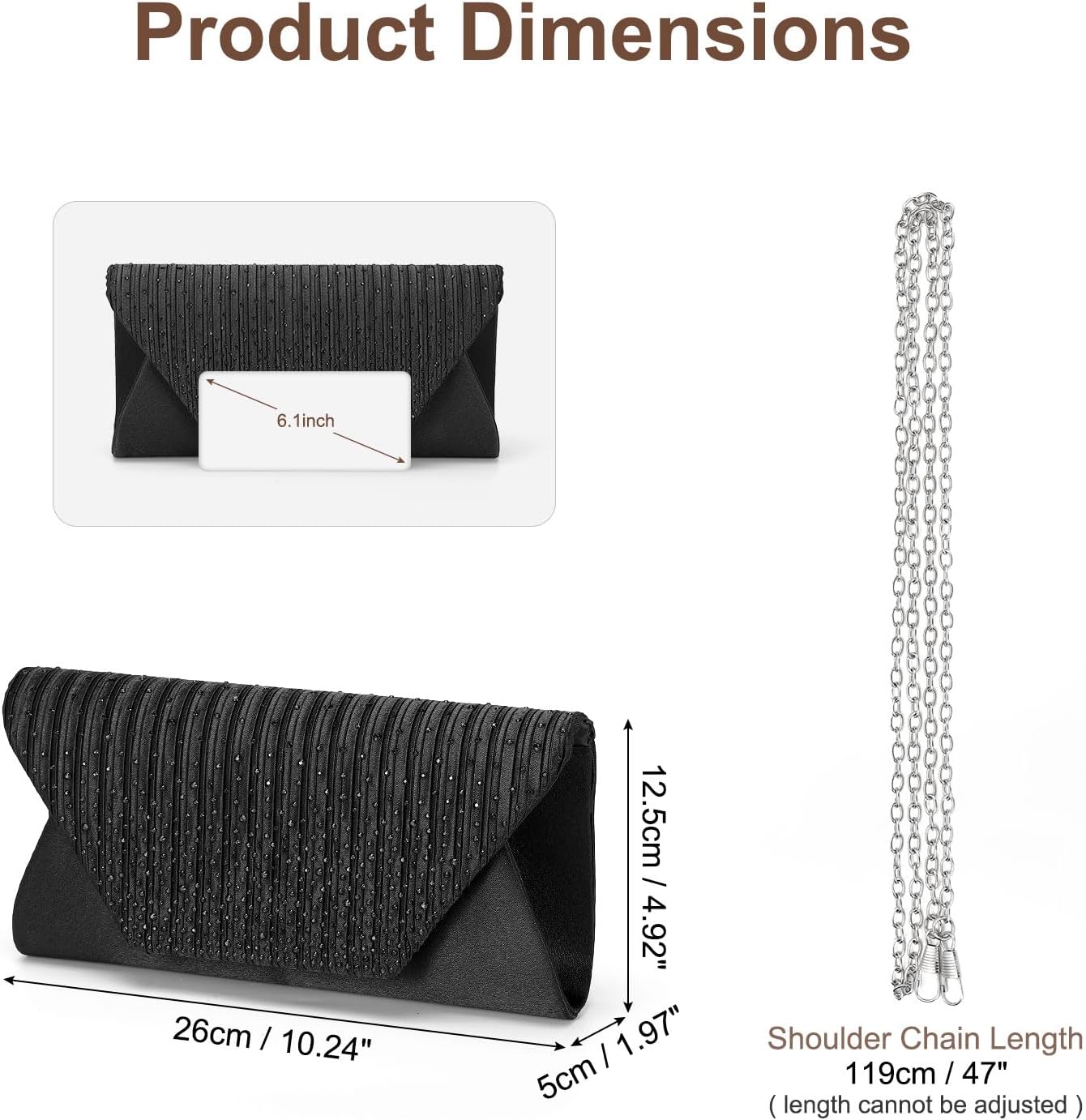 DTGN Evening Bags Clutch Purses for Women Formal, Purse Handbag Crossbody Bag Rhinestone Shoulder Bag for Wedding Party