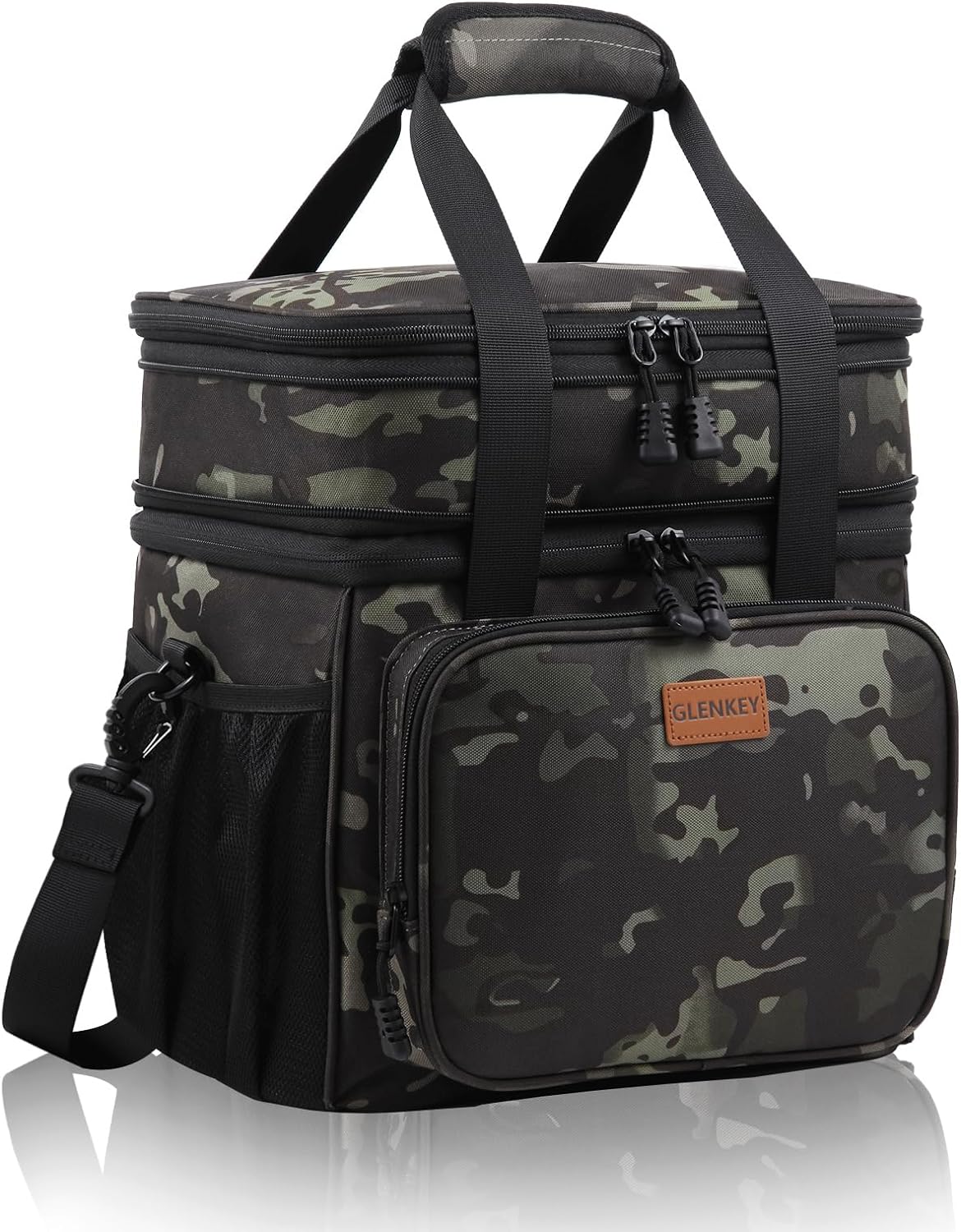 Expandable Large Lunch Bag, Double Deck Insulated Lunch Box Leakproof Durable Soft Cooler Bag for Men Women Adults Work Construction Beach Picnic Daytrip,16L,Black, GLENKEY
