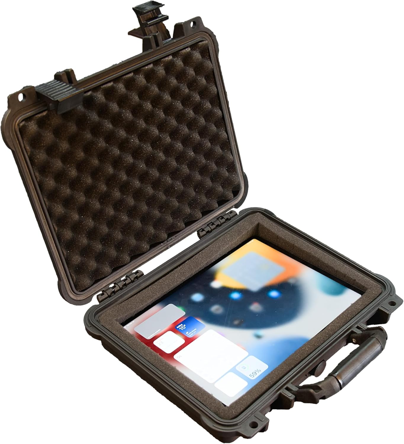 MEIJIA Portable Waterproof Protective Hard Case,Camera Case with Customizable Fit Foam Inserted, Elegant Black (9.17"x 7.56"x4.33")