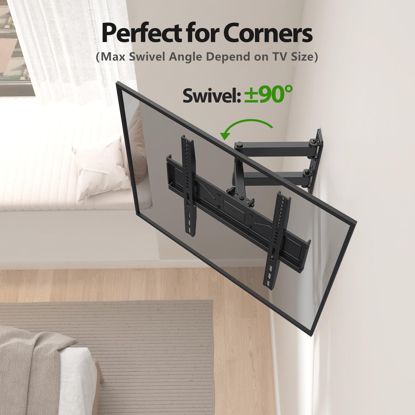 USX MOUNT Full Motion TV Wall Mount for Most 26-60 inch TVs up to 80 Lbs, Wall Mount TV Bracket with Articulating Swivel Tilting, Single Stud TV Mount, Max VESA 400x400mm, XMM904