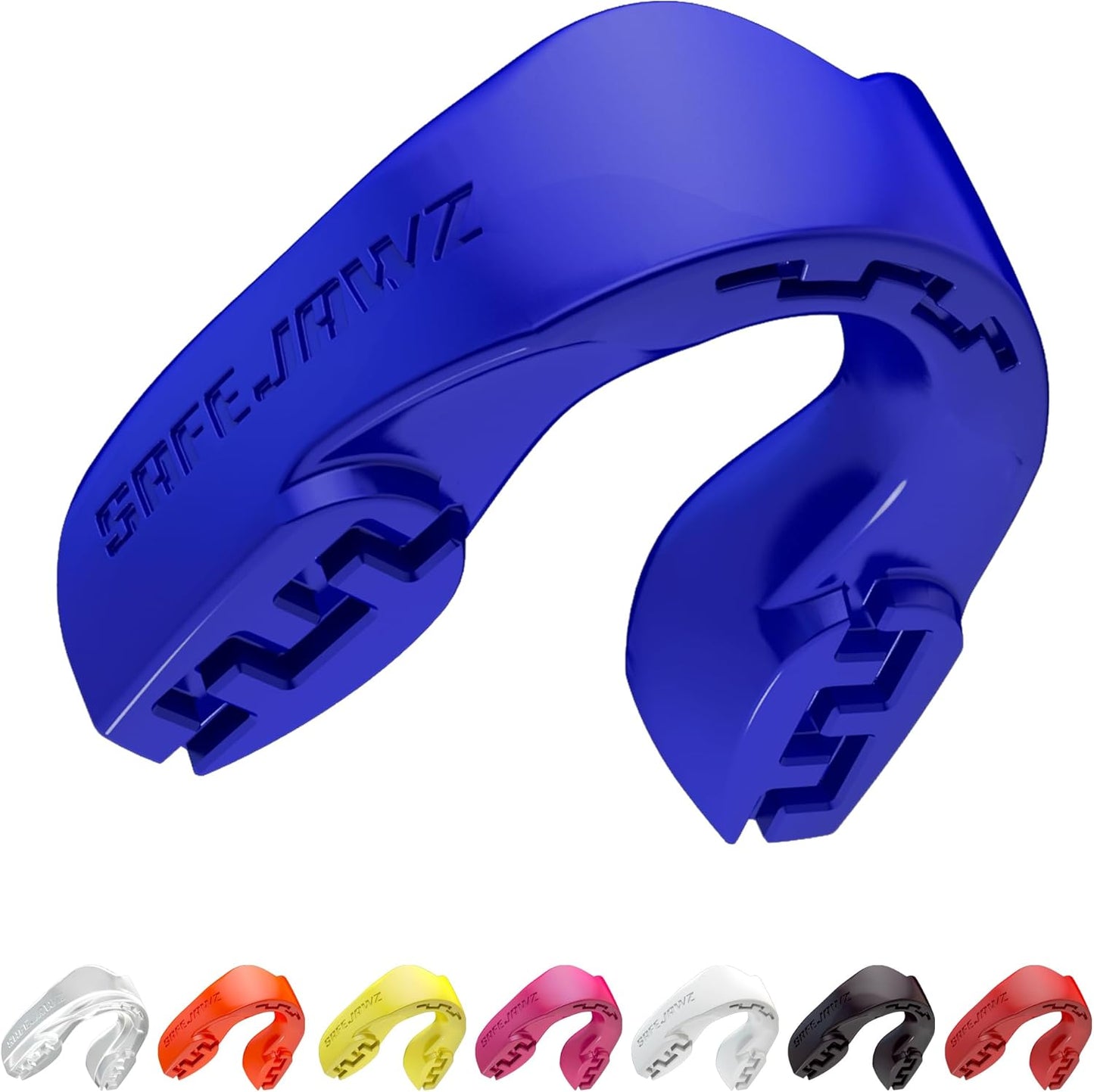 SAFEJAWZ Mouthguard Strapless Slim Fit, Adults and Junior with Case for Boxing, Basketball, Football, MMA, Martial Arts, Hockey and All Contact Sports (Adults (12+ Years), Black)