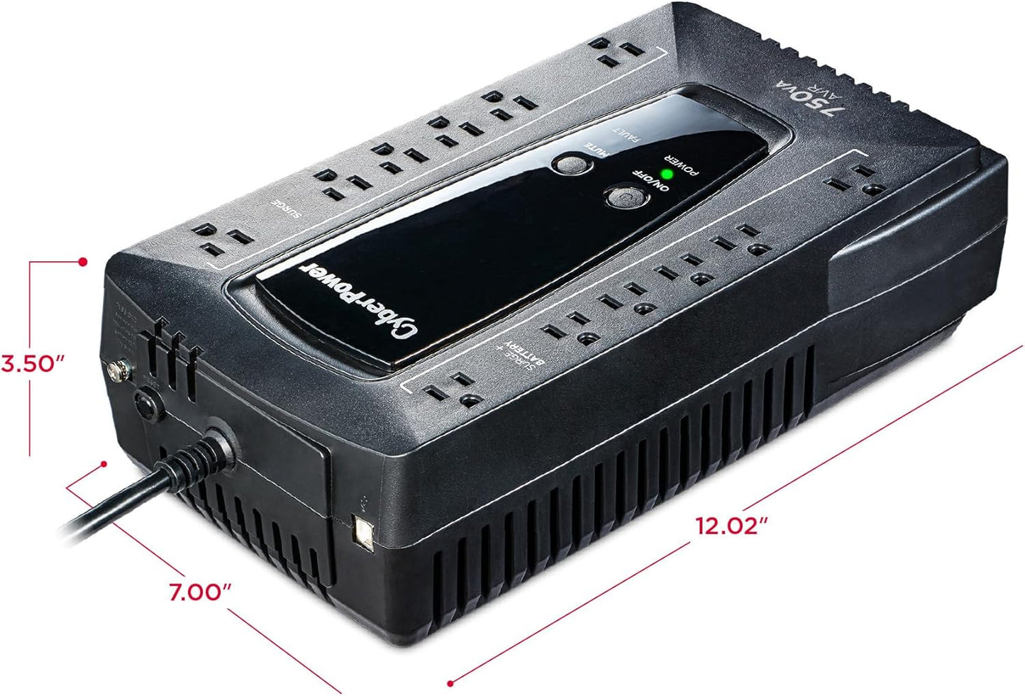 CyberPower AVRG900LCD Intelligent LCD UPS System, 900VA/480W, 12 Outlets, AVR, Compact