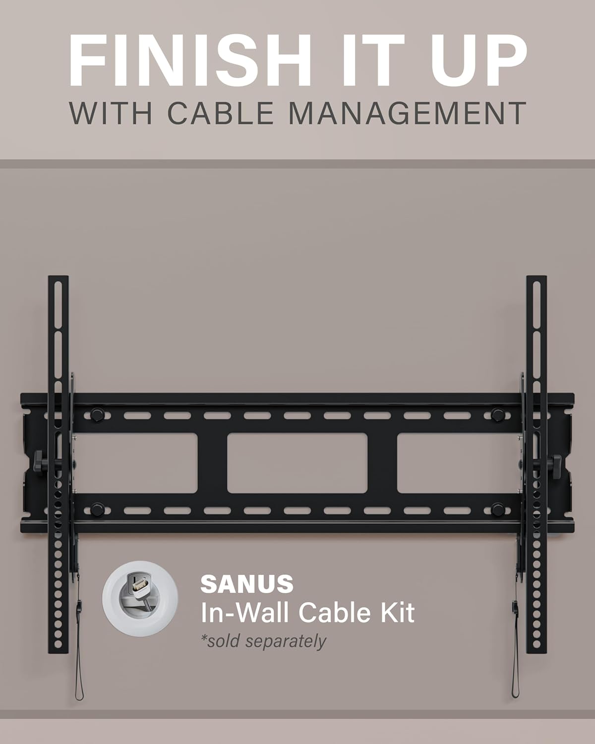 Sanus Universal Low Profile Tilt TV Wall Mount for 37" - 80" LED, LCD & Plasma TVs, Eliminates Glare with 10º of Tilt & Post-Install Adjustments - 3 Step Install - Safety Certified - MLT14-B1