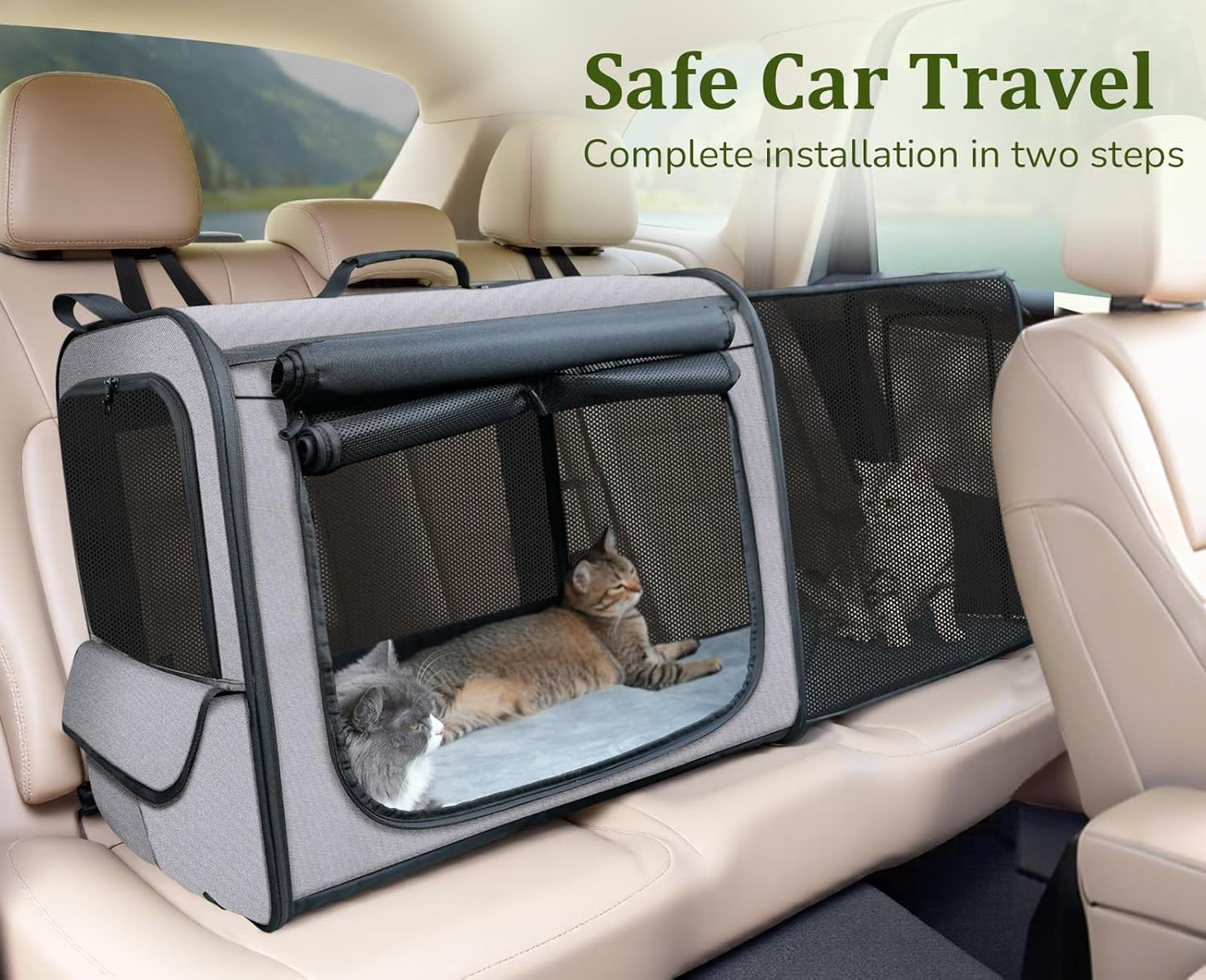 Pecute Collapsible Dog Crate for Pets<15kg, Pet Carrier Stable and Light Weight, Soft Dog Crate with Breathable Windows, Portable Dog Carrier with Curtain 61×45×52 cm (Green)