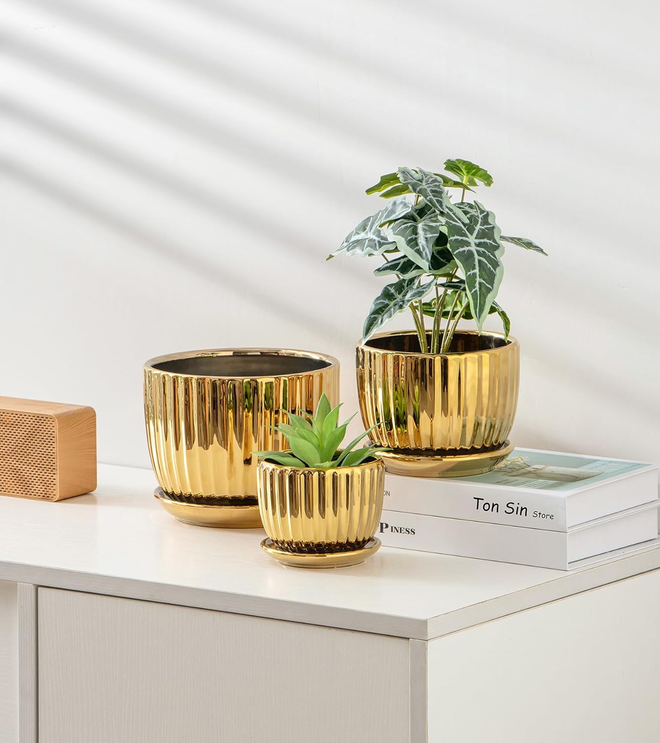 Purilite Select 3-Piece Ceramic Indoor Planter Set