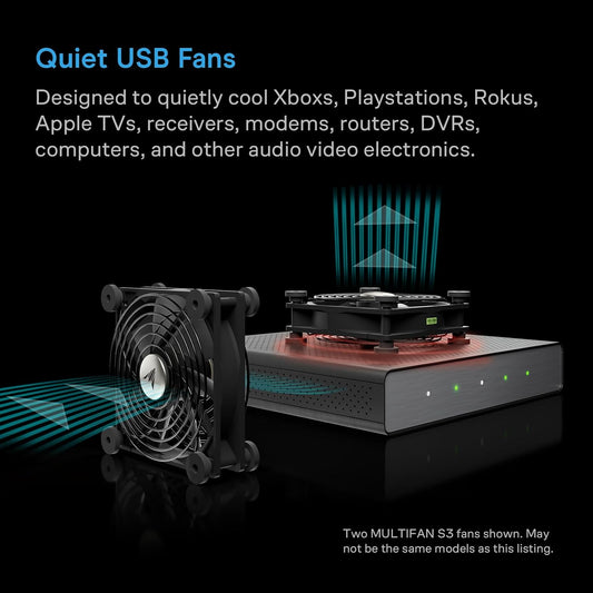 AC Infinity MULTIFAN S7, Quiet Dual 120mm USB Fan, UL-Certified for Receiver DVR PlayStation Xbox Computer Cabinet Cooling
