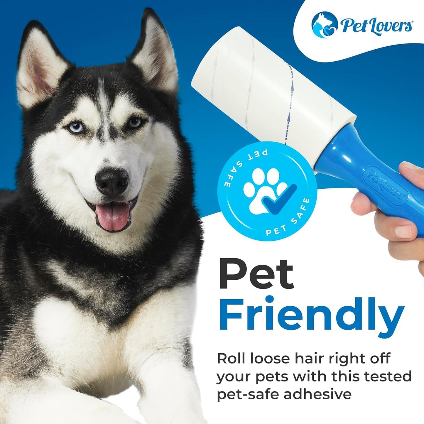 PetLovers Extra Sticky Lint Roller Mega Value Set for Pet Hair Removal, Dog and Cat Lint Remover (1 Pack Reusable)