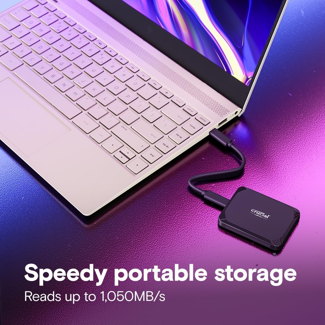 Crucial X9 4TB Portable SSD, Up to 1050MB/s, USB 3.2 USB-C, External Solid State Drive, Compatible with Windows, Mac, & Android, Reliable Storage for Games, Files, & Backups, Black - CT4000X9SSD902