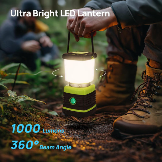 LED Camping Lantern, Consciot Battery Powered LED Lantern Flashlight, 1000LM, 4 Light Modes, IPX4 Waterproof, Survival Kits for Indoor Outdoor, Emergency Light for Home Power Outages, Hurricane, Storm