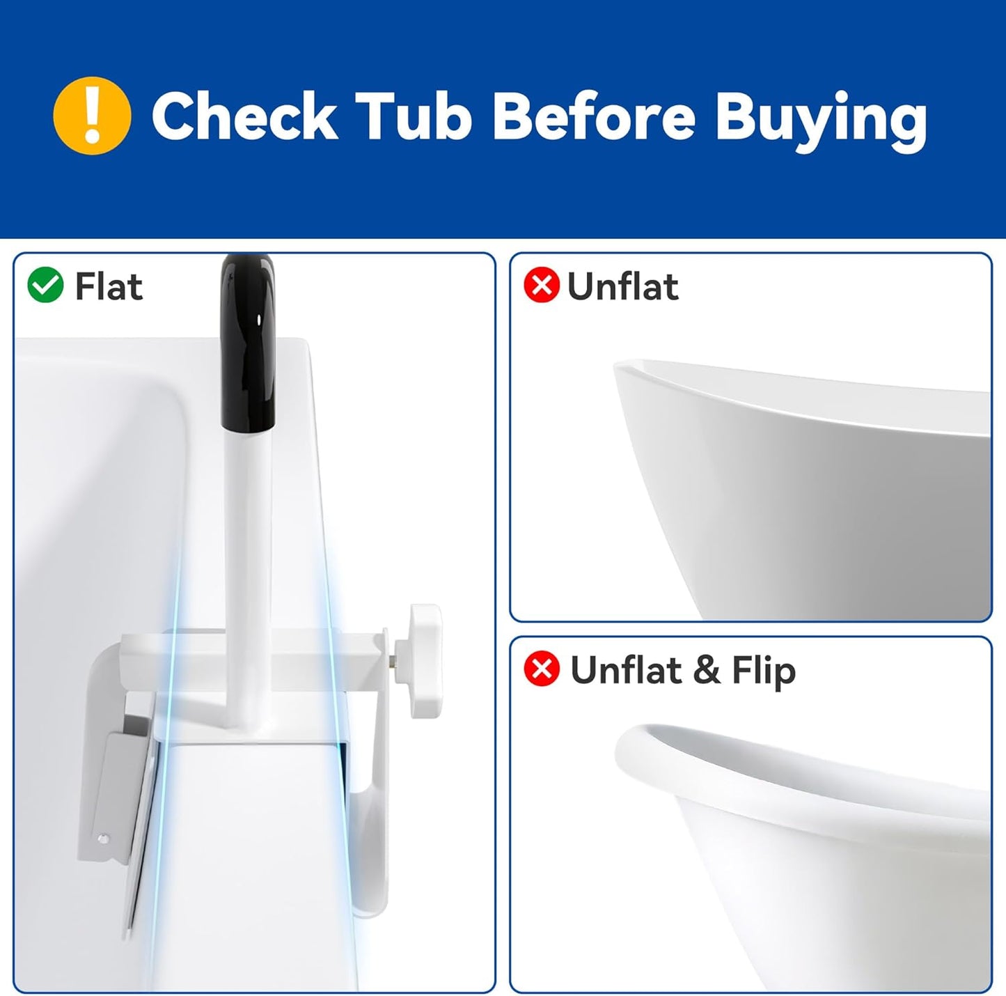 Adjustable Bathtub Safety Rail: Shower Grab Bar Handle for Seniors, Elderly, and Disabled, Fits 3 to 7 Inch Tub Walls, Bathroom Safety Bars with Non-Slip Grip, Supports 300 lbs