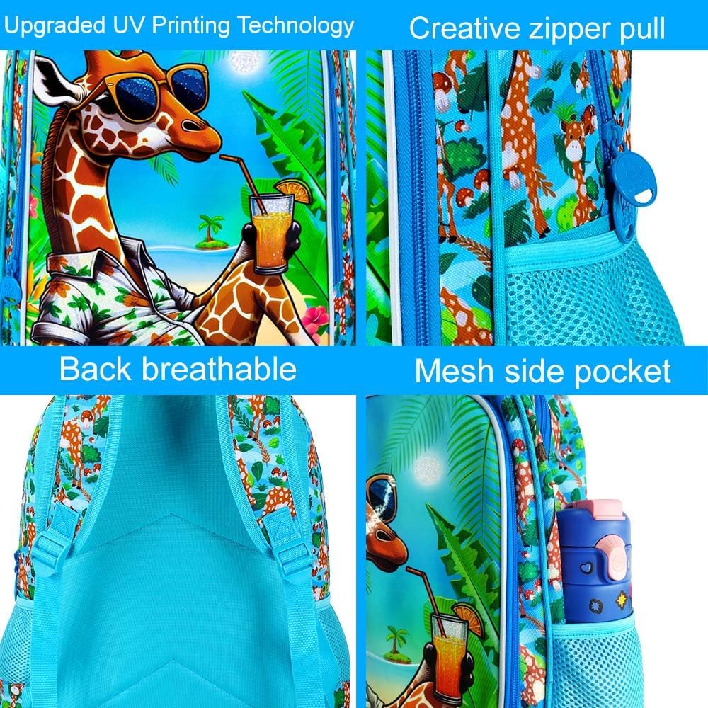 3pcs Backpack for Boys and Girls, 16” Kids Kindergarten Bookbag with Lunch Box, Cute Elementary Backpacks for Boy Girl