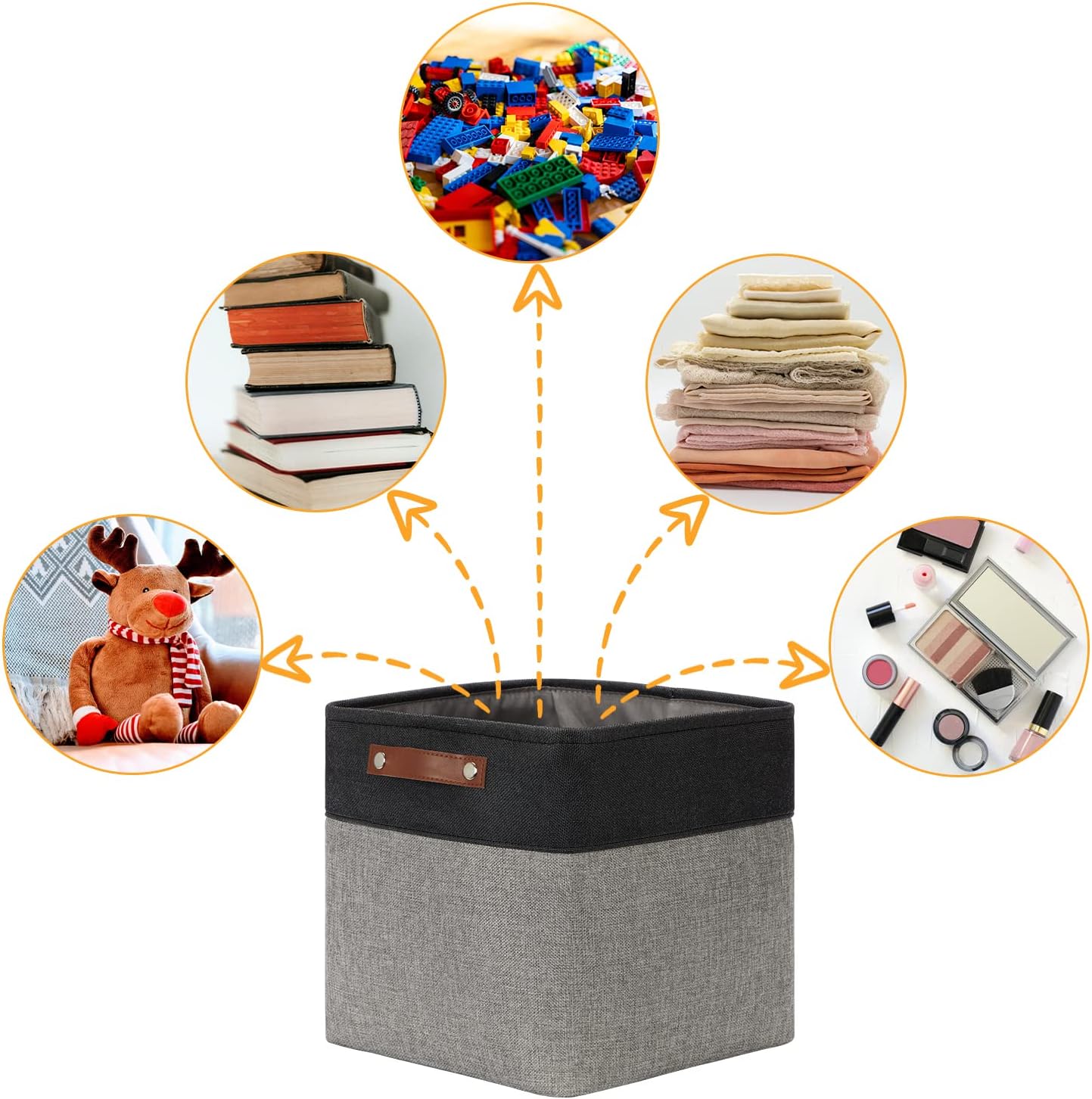 DULLEMELO Storage Baskets for Shelves, Fabric Collapsible Rectangular Storage Bins for Shelves, Closets, Nursery, Home, Office, Empty Gift Baskets (White&Teal)