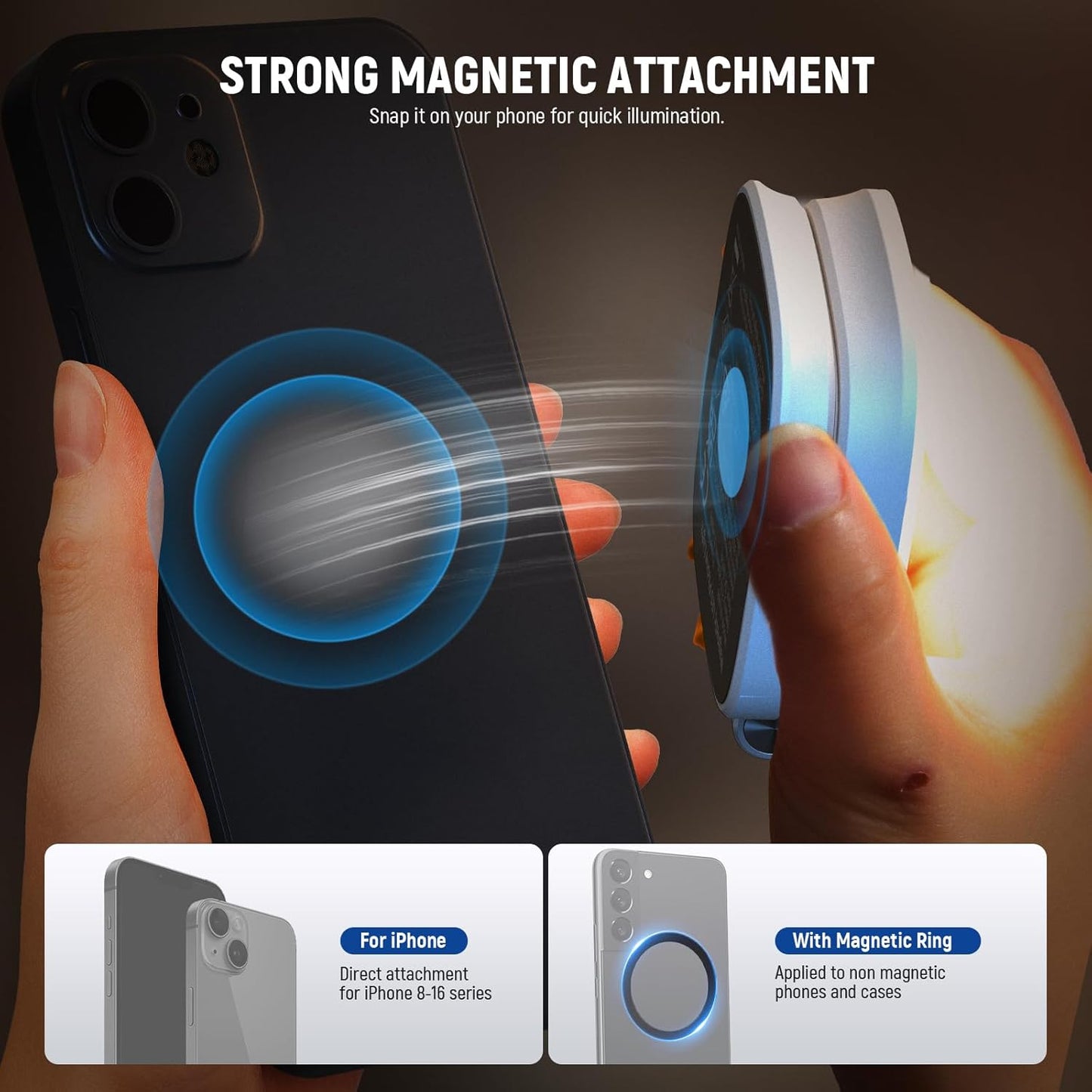 NEEWER BASICS Magnetic Selfie Light Compatible with MagSafe iPhone,CRI95 700lx/0.3m Folding LED Phone Fill Ring Lighting with Mirror for Zoom Makeup Photography Recording Video Conference, Black NL48B