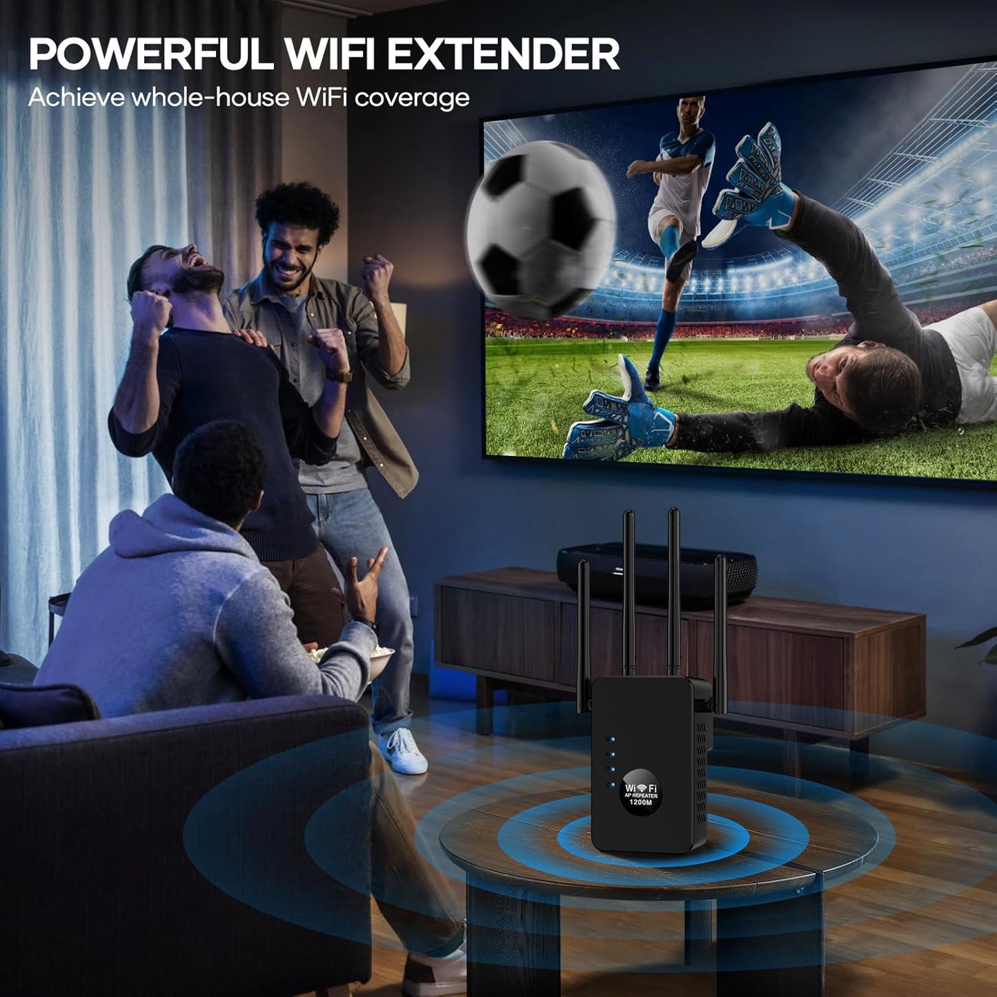 1200Mbps Dual Band (5GHz/2.4GHz) WiFi Extender,WiFi Repeater Covers Up to 12880Sq.ft and 60 Devices,WiFi Booster with Ethernet Port for Home Wireless Signal Booste,Internet Repeater