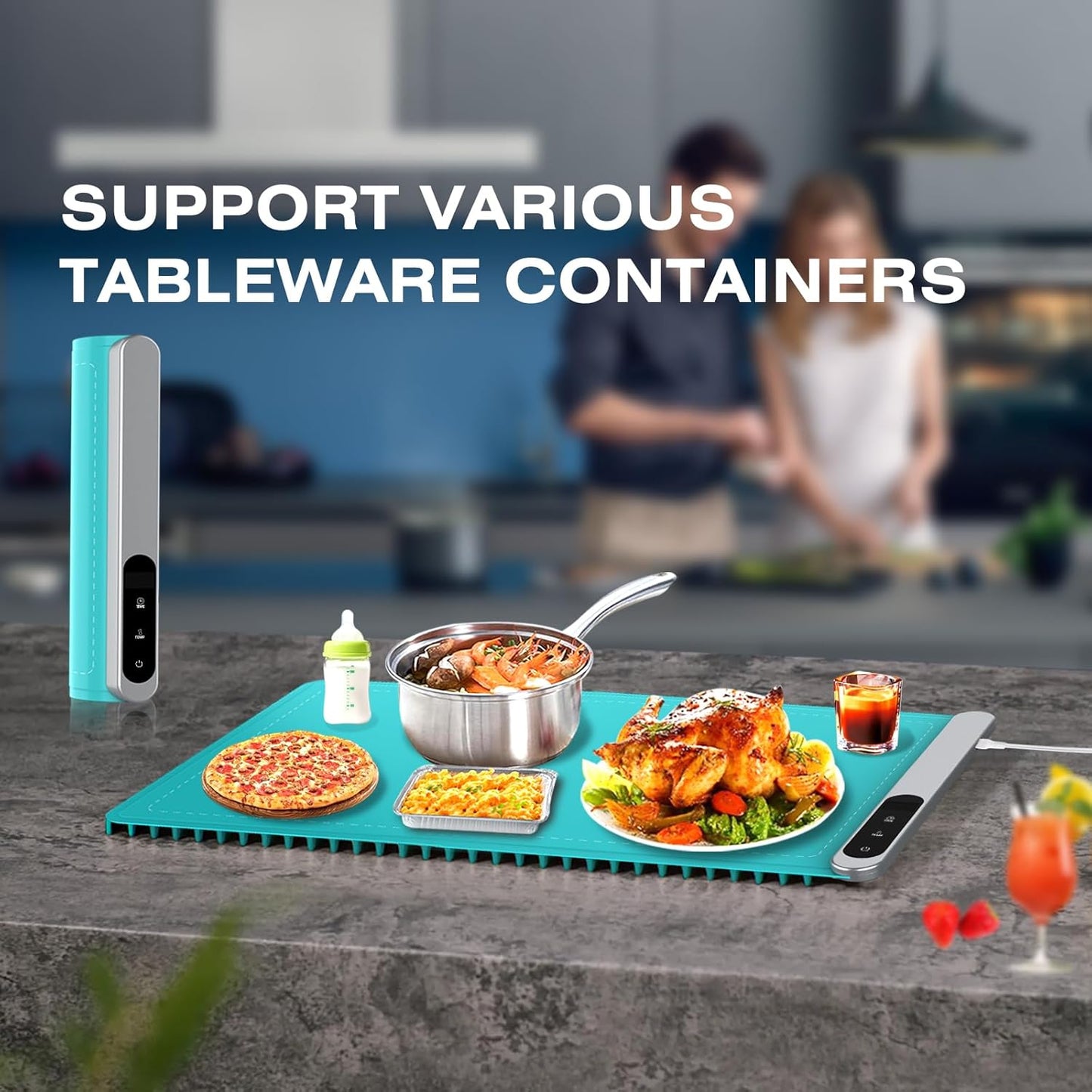 Food Warming Mat, Upgraded Graphene Full Surface Heating Foldable Heater Food Pad, Compact Silicone Materials, 6 Heat Settings, Multifunctional Food Warmers for Parties Buffet, Events, Daily Life Use