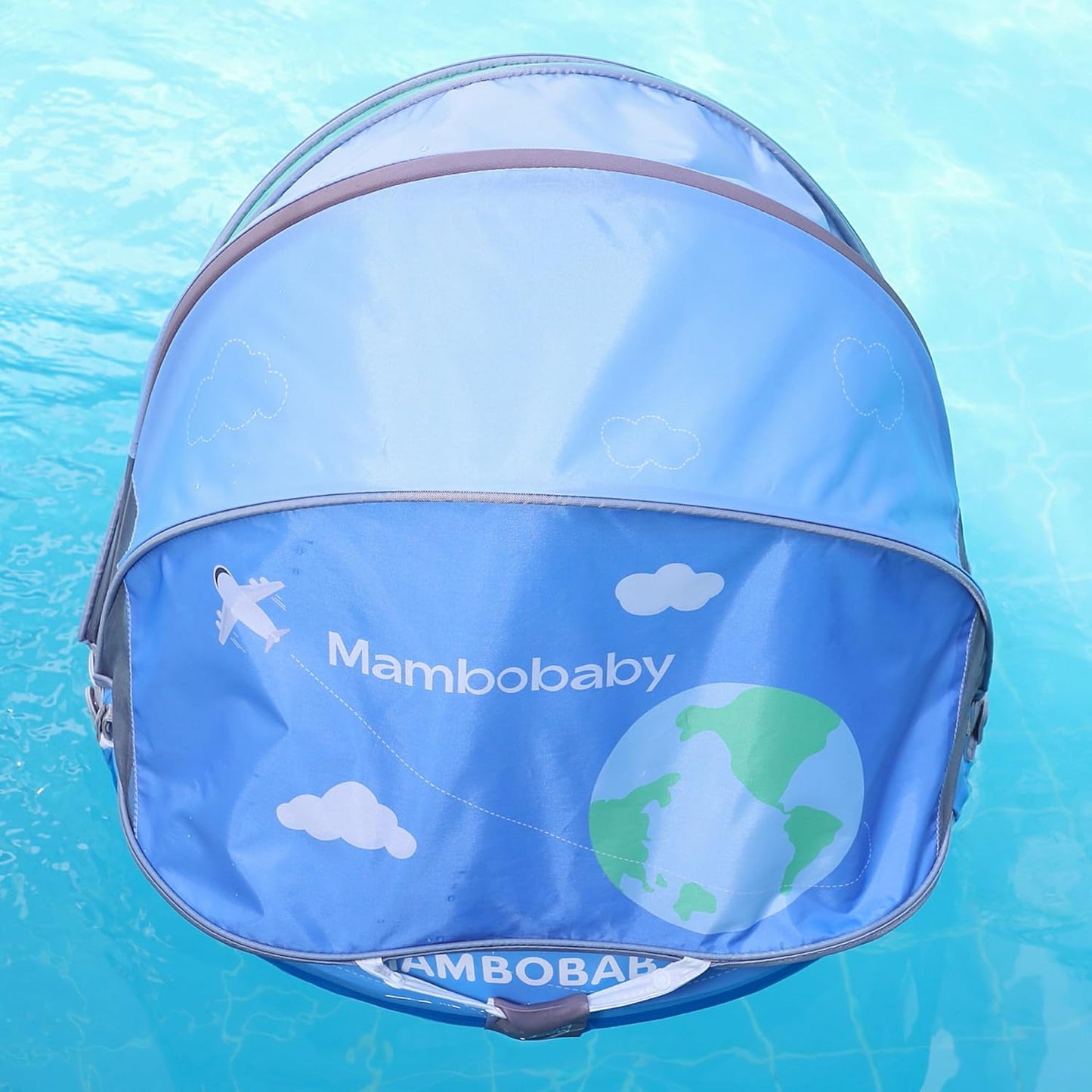 Mambobaby Baby Swim Float with Canopy, Non-Inflatable Solid Baby Float, Upgrade Soft Skin-Friendly Material Infant Swim Float