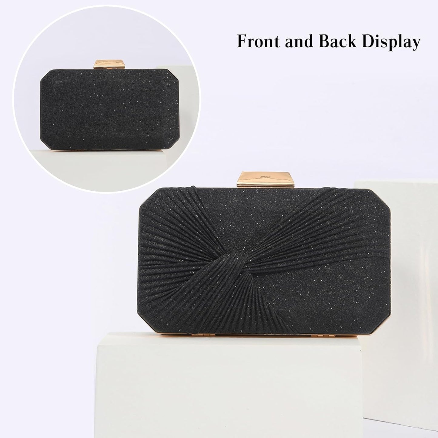 CORIOS Pleated Evening Bag Sparkly Sequin Clutch Bag for Women Sparkly Handbag Bridal Wedding Purse Elegant Crossbody Bag